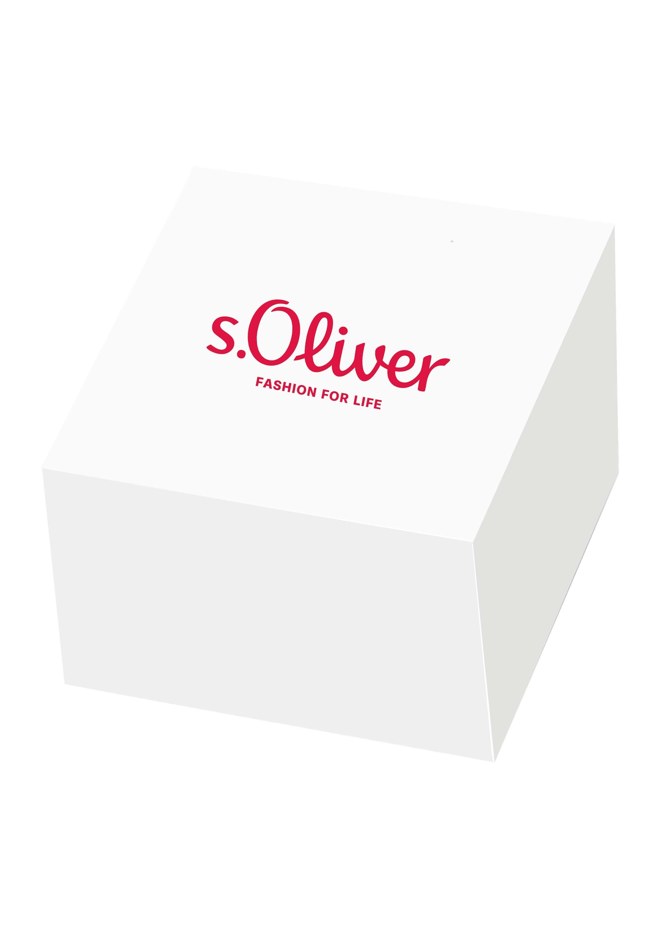s.Oliver Quarzuhr Armbanduhr, Damenuhr, Kristallsteine, Silikonarmband, analog