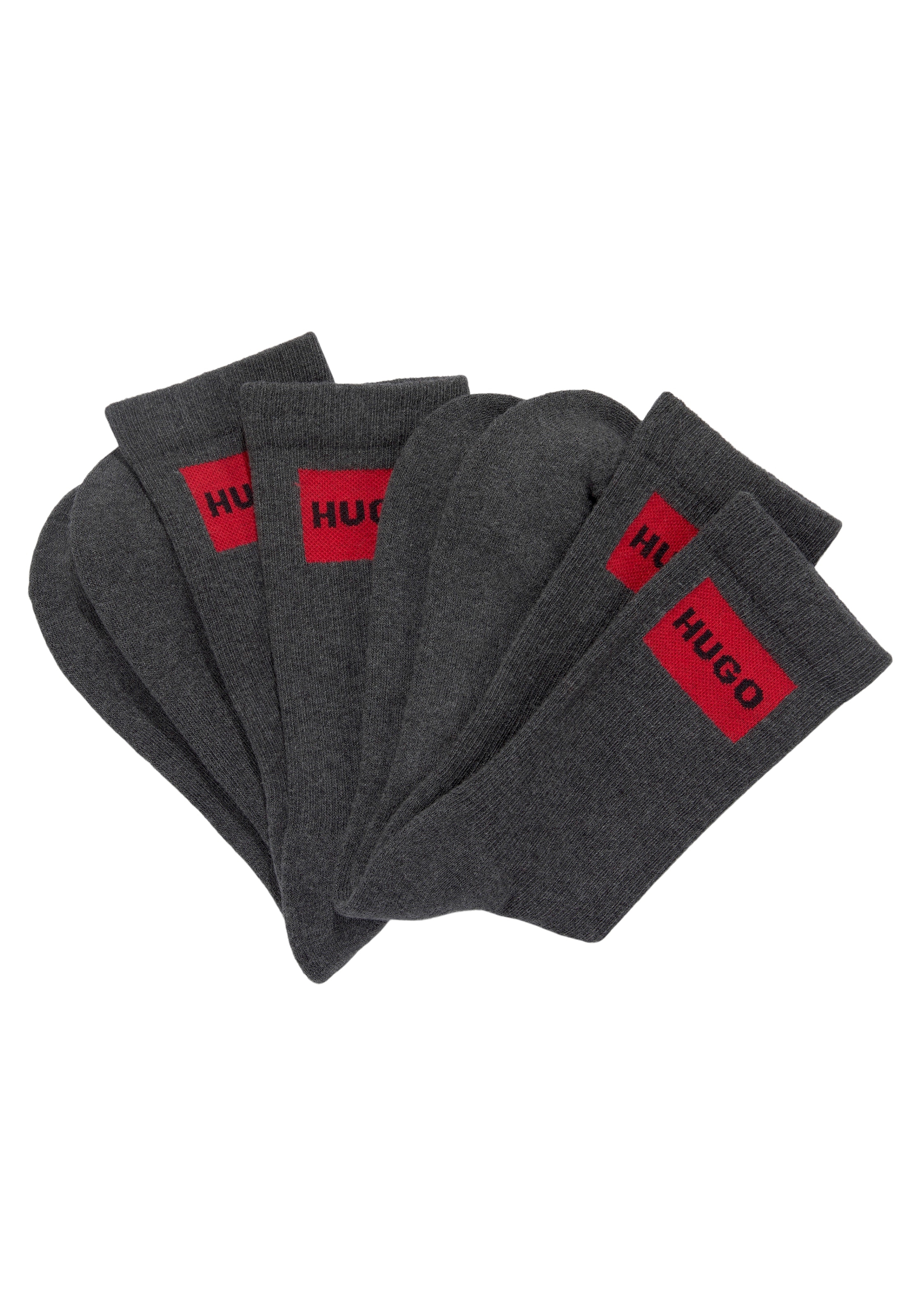 Socken »2P QS RIB LAB COL CC«, (Packung, 2 Paar, 2er Pack), mit eingestricktem HUGO...