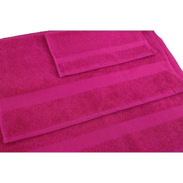 my home Handtuch Set »Nela«, Set, 6 tlg., Walkfrottier, mit Bordüre,  einfarbiges Handtuch-Set aus 100% Baumwolle