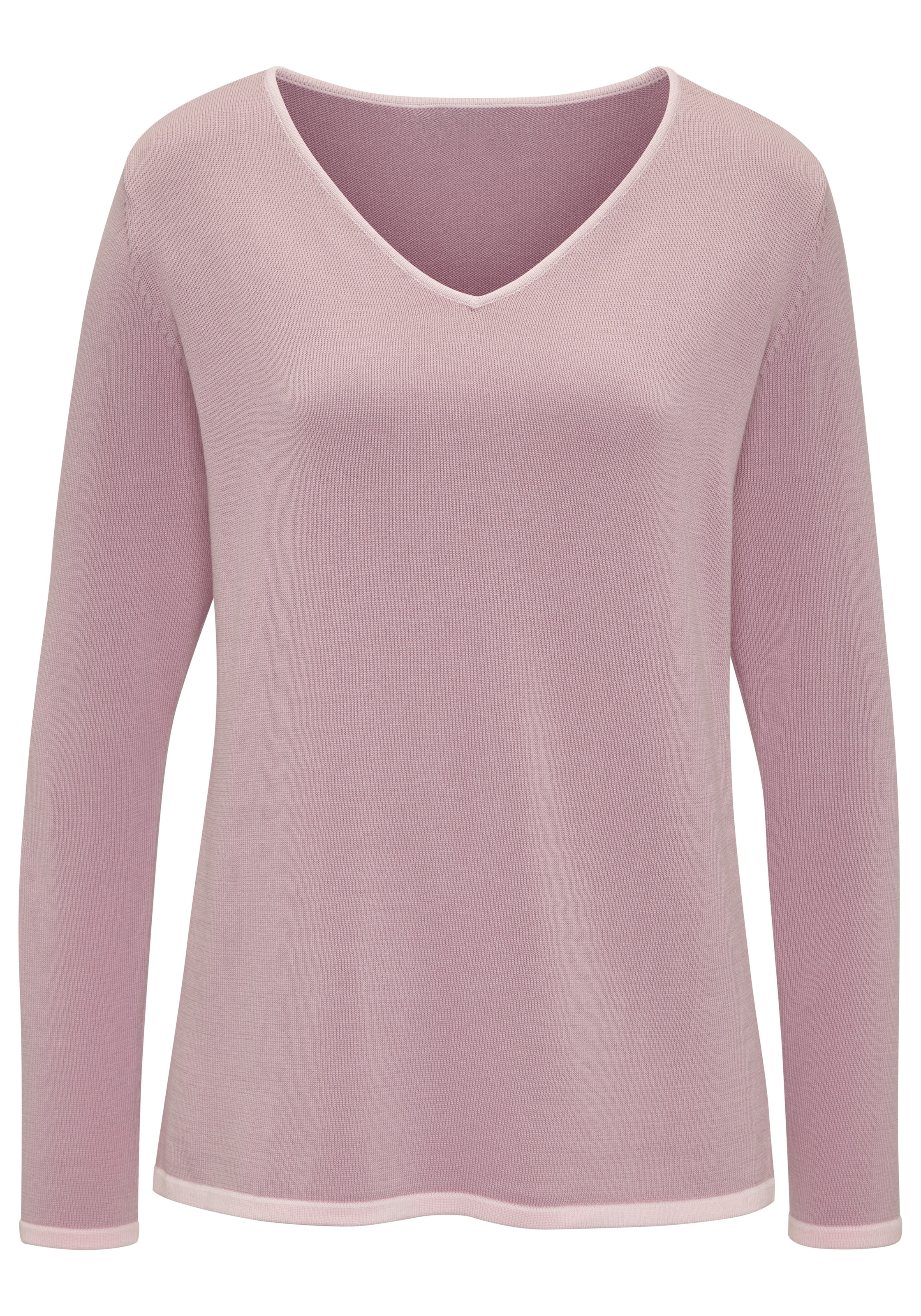 Vivance V-Ausschnitt-Pullover mit Kontrastkanten, Basic-Pullover aus weichem Feinstrick, casual