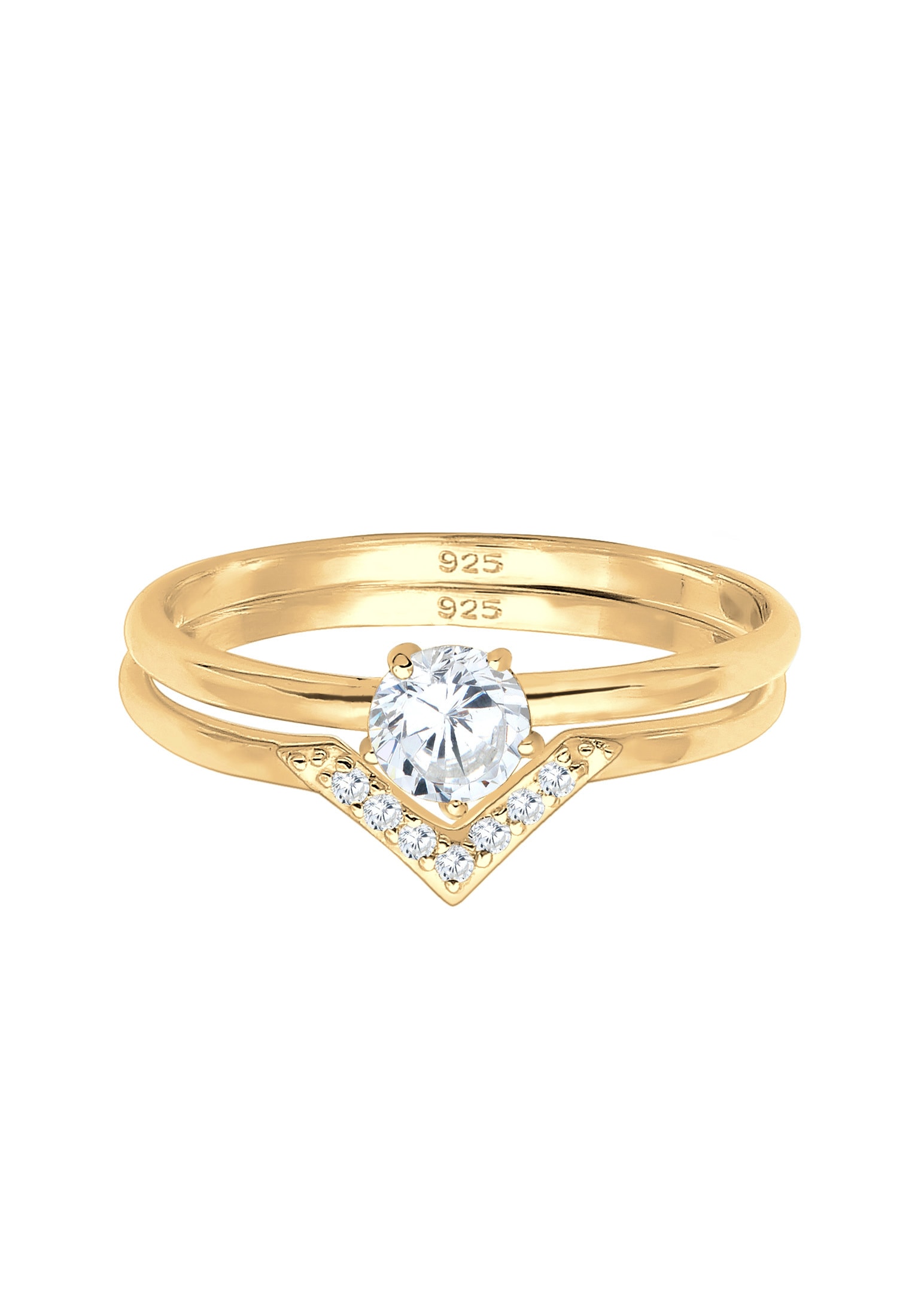 Elli Trauring »Ring Dreieck Zirkonia Weiß 2er-Set 925 Sterling Silber«