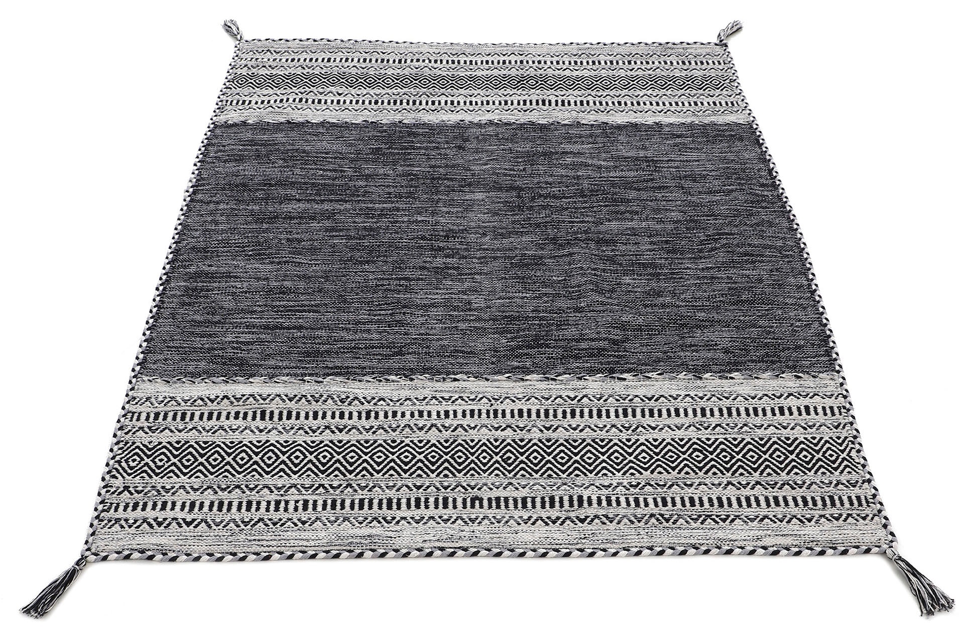carpetfine Teppich »Kelim Azizi«, rechteckig, 5 mm Höhe, Baumwolle, Wendeteppich mit Fransen, Wohnzimmer