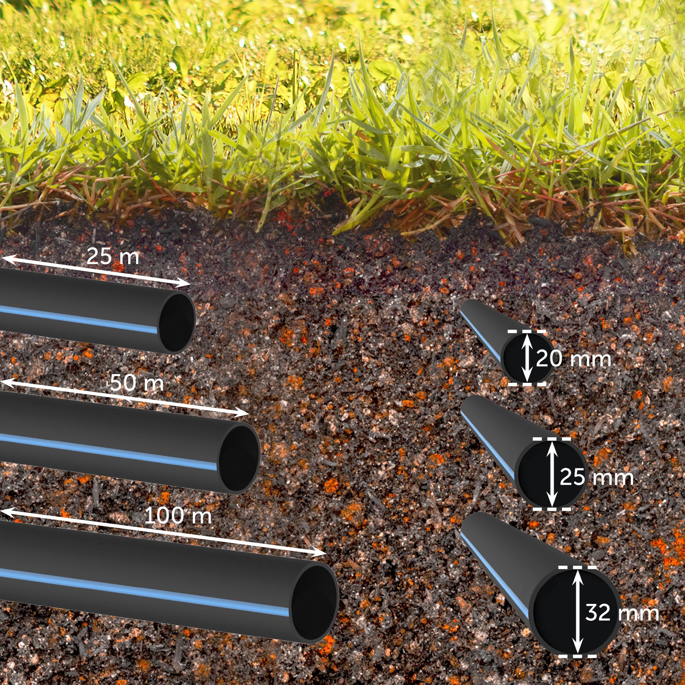 Kirchhoff Bewässerungsschlauch, Wasserleitung Gartenbewässerung 20 mm x 100 m