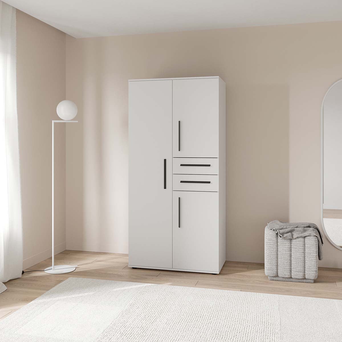 Demeyere GROUP Kleiderschrank »VERSATIL – mit Schubladen in Komforthöhe & Metall-Kleiderstangen« B/H/ T ca. 90x190cmx50cm,  viel Stauraum, robuste Spanplatte, pflegeleicht, Made in EU