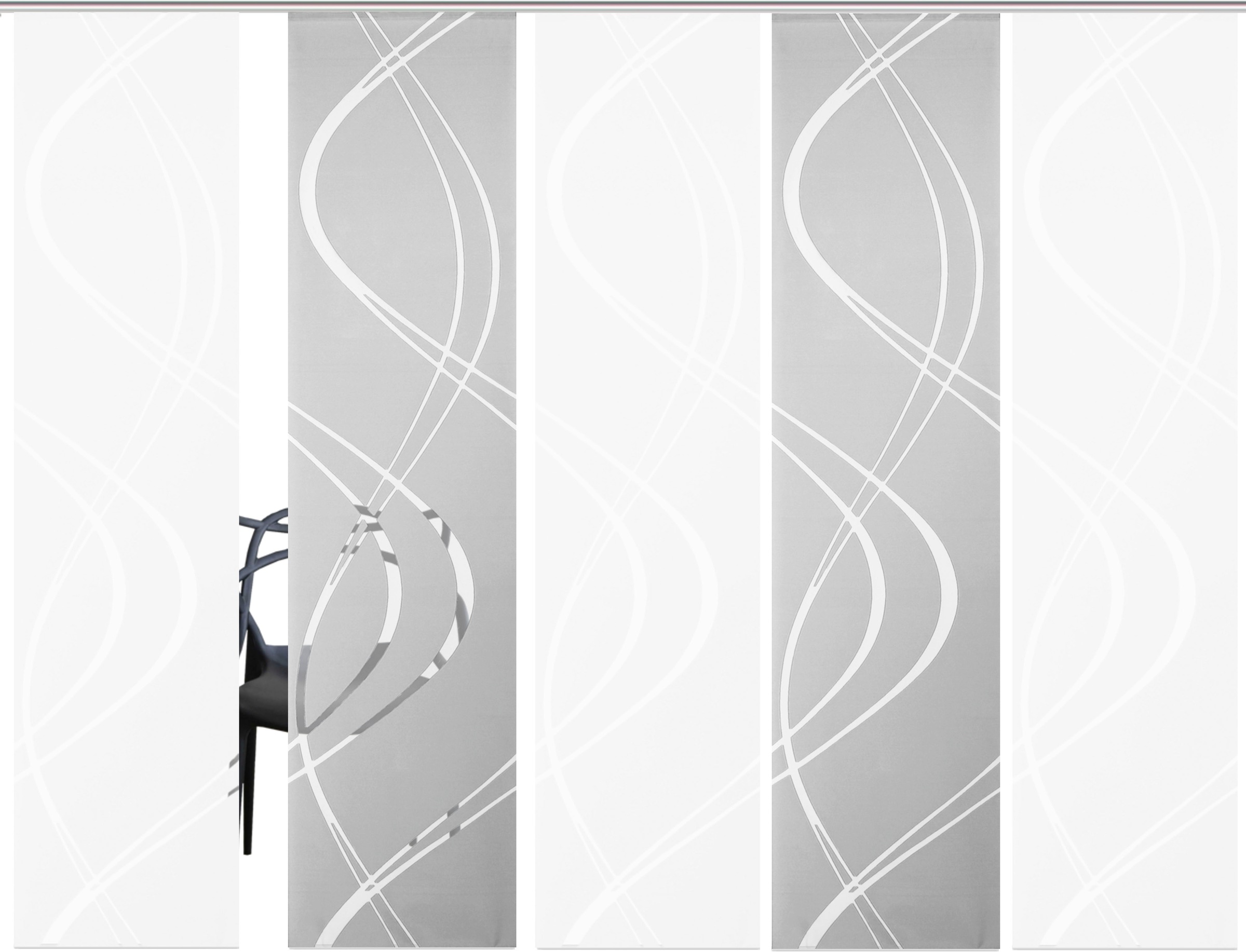 HOME WOHNIDEEN Schiebegardine »TIBERIO« Paneelwagen 5 Stk. tlg. Kombination aus Weiss und Grau