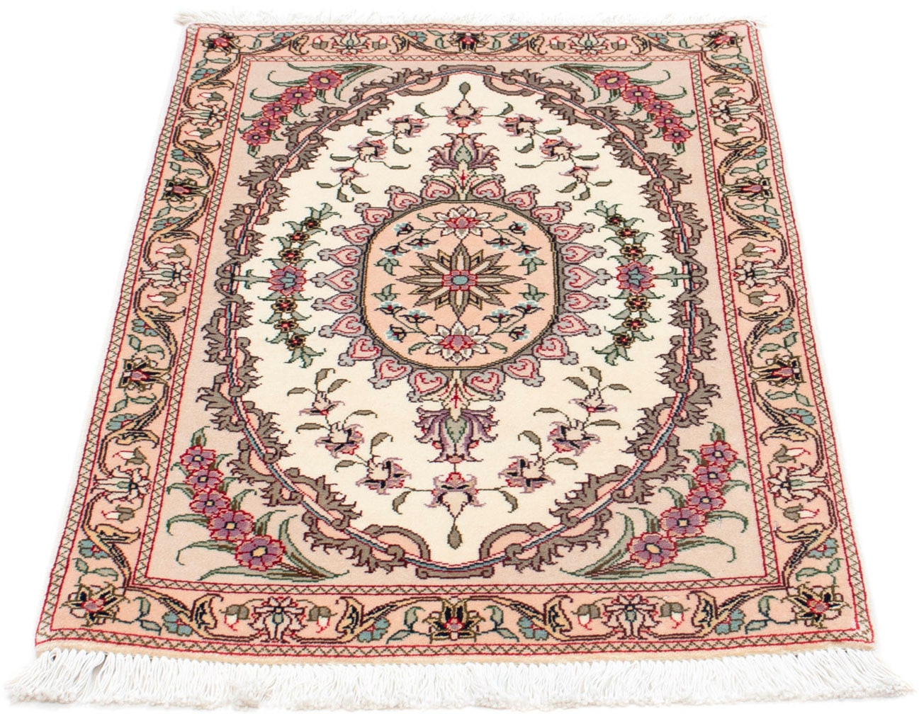 Wollteppich »Täbriz - 50 Raj Blumenmuster Rosso scuro 90 x 60 cm«, rechteckig,...