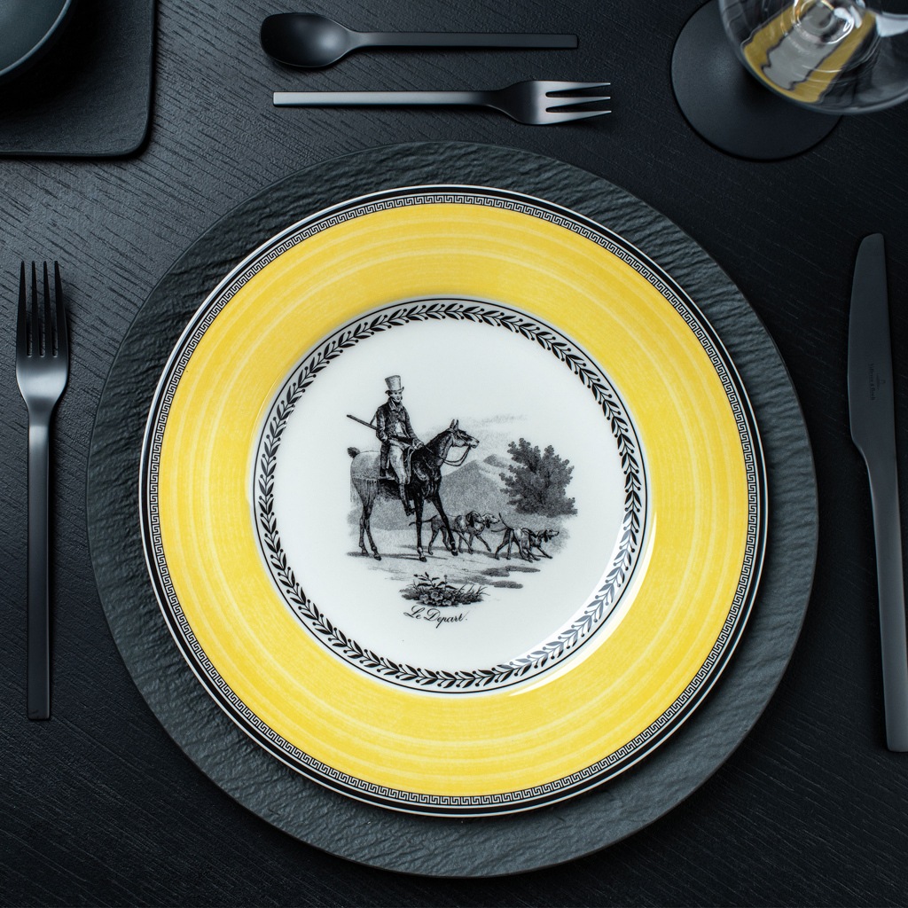 Villeroy & Boch Speiseteller »Speiseteller Audun Chasse ø 27,1 cm weiß-grau-gelb«