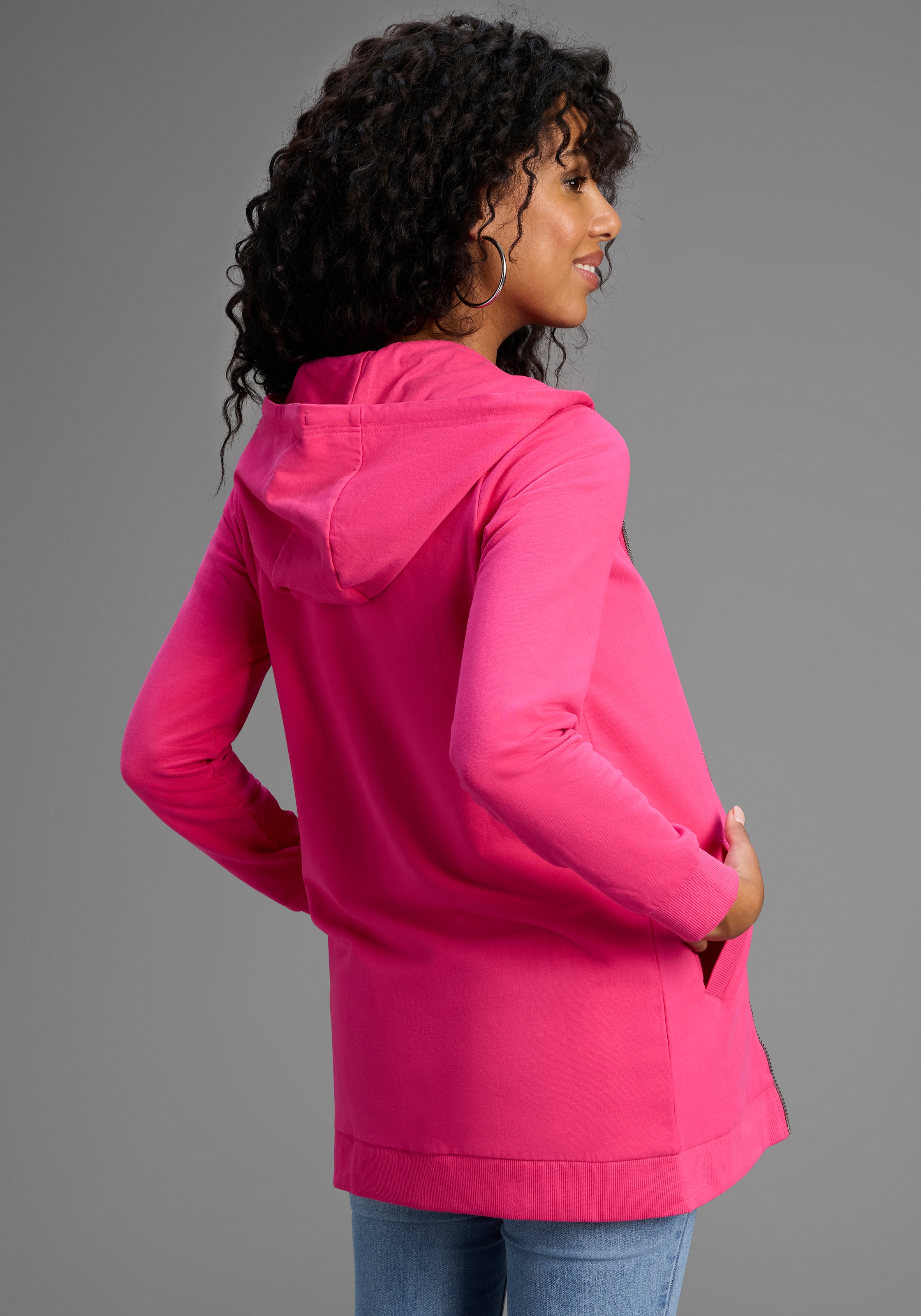 Flashlights Sweatjacke in langer Form mit Zipper