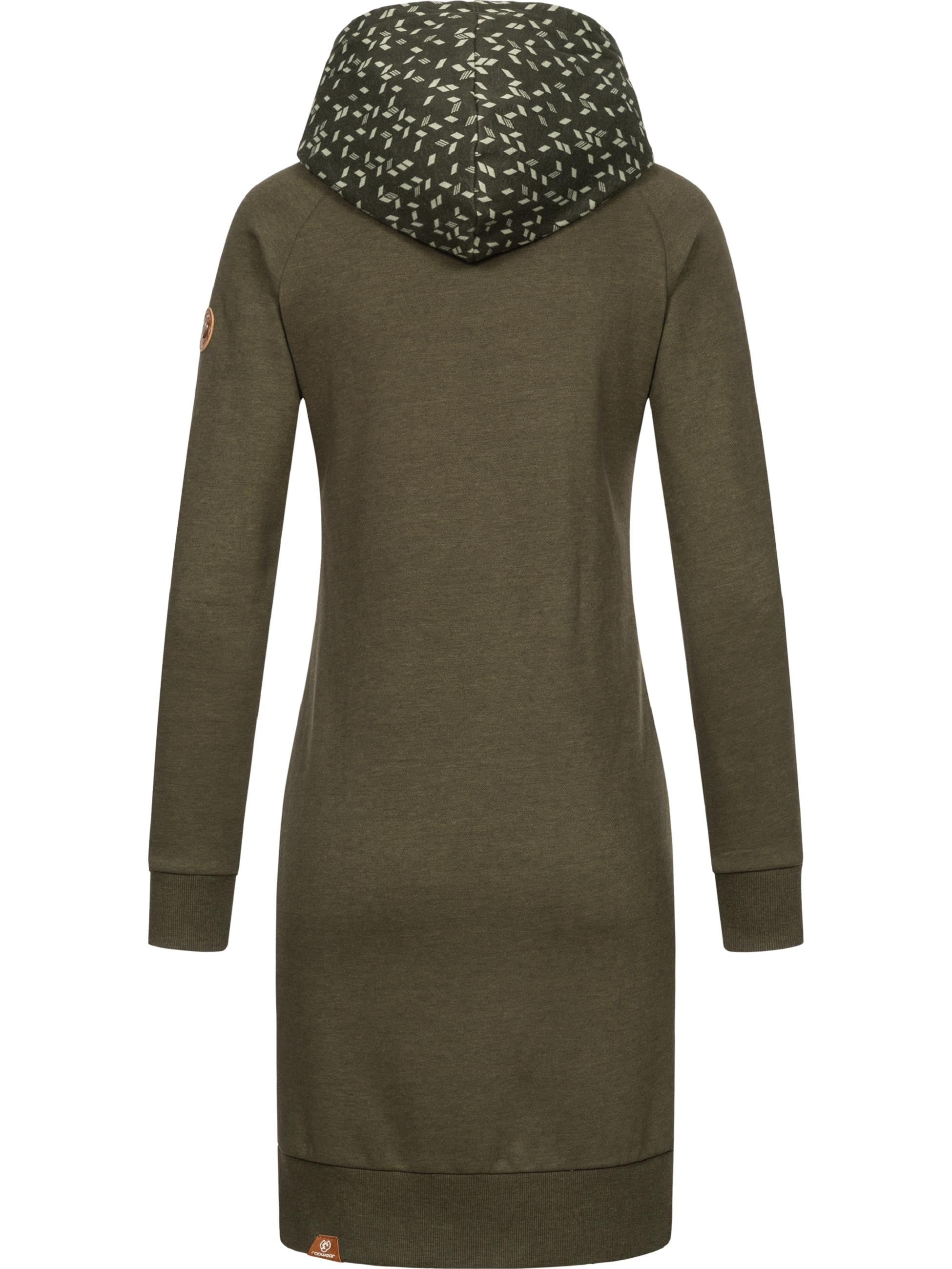 Ragwear Druckkleid »Druckkleid Bess«, Langärmliges Baumwoll Kleid mit Printmuster-Kapuze