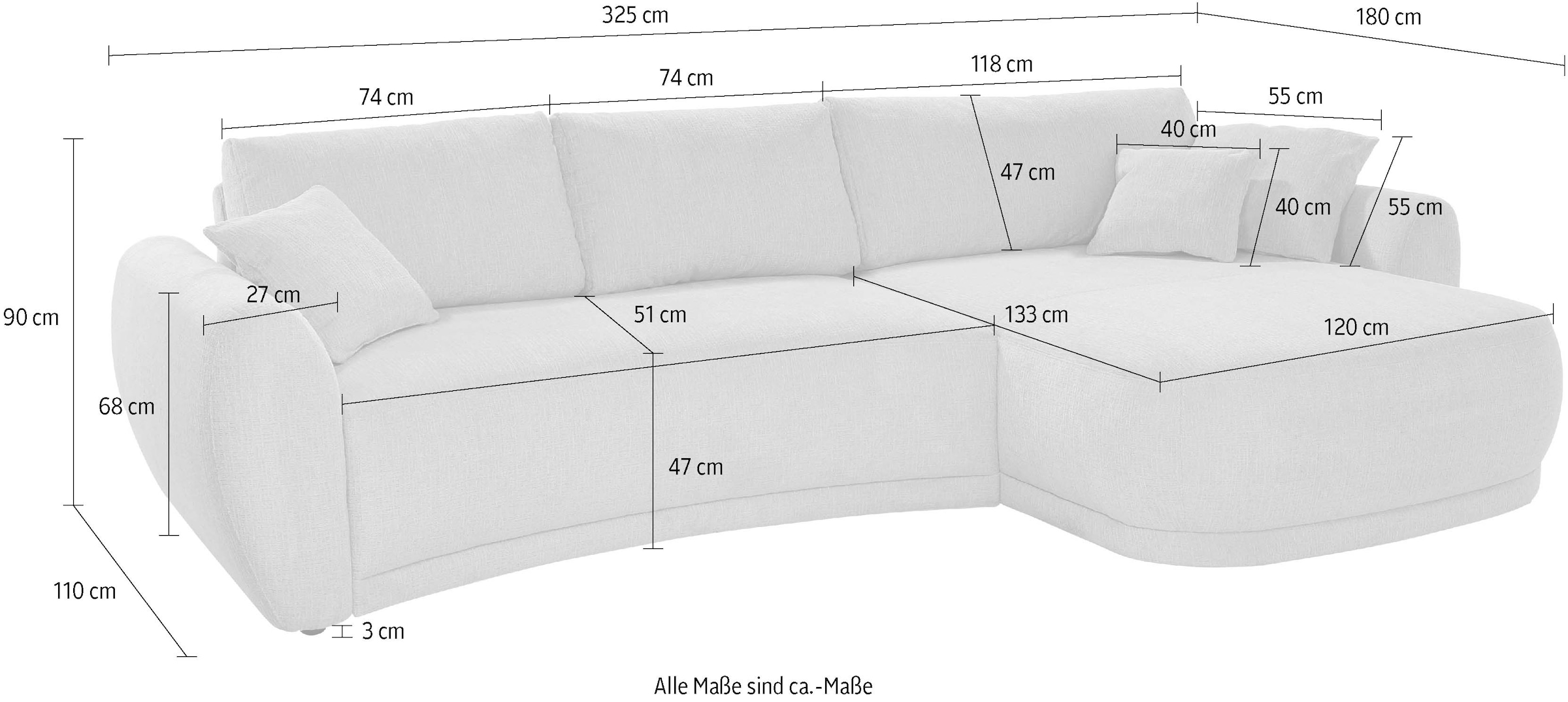 Jockenhöfer Gruppe Ecksofa »Laguna L-Form mit Federkernpolsterung«, in einer soften, ansprechenden Optik, links/rechts montierbar