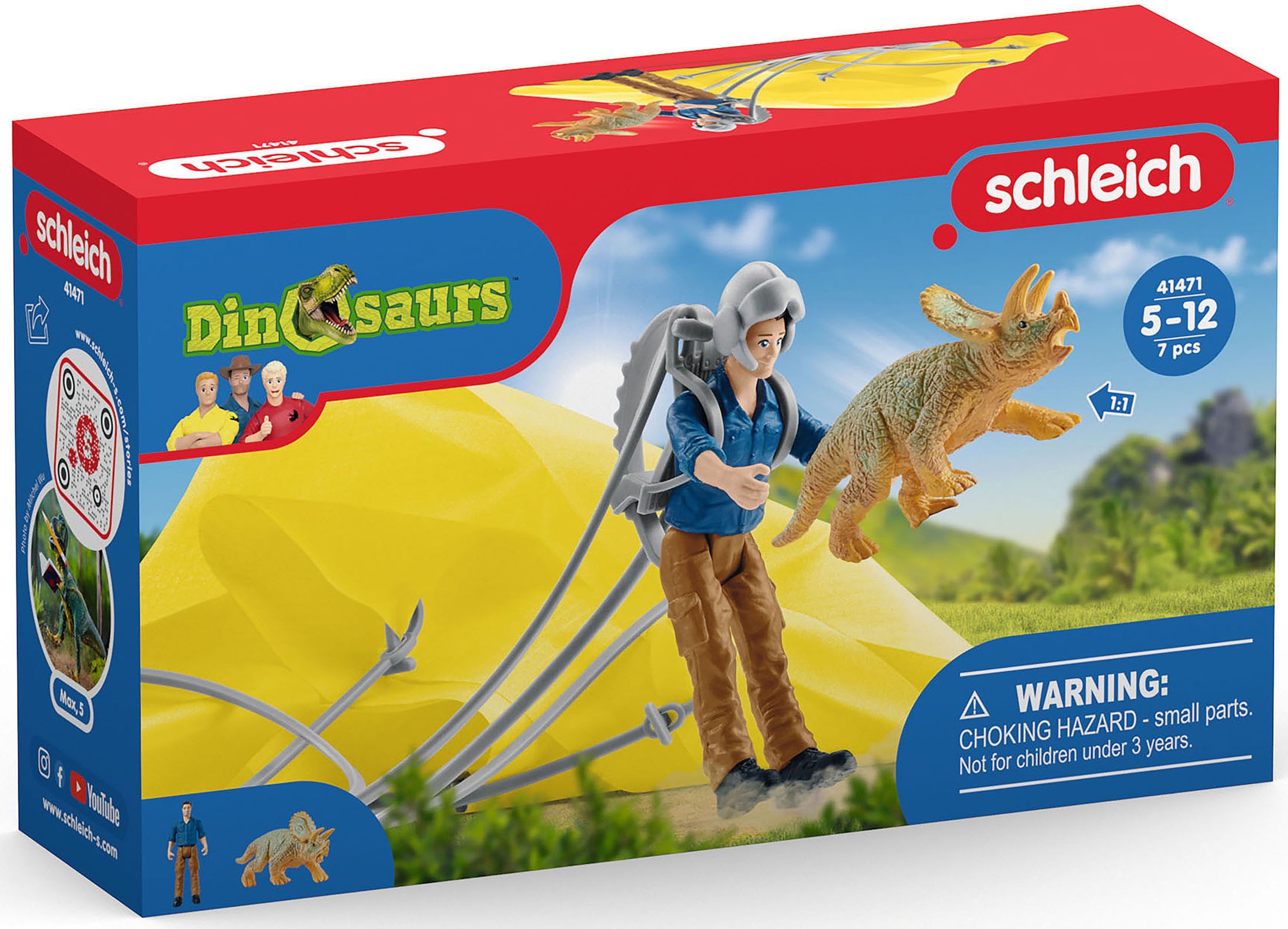 Schleich® Spielfigur »DINOSAURS, Dino Fallschirmrettung (41471)«