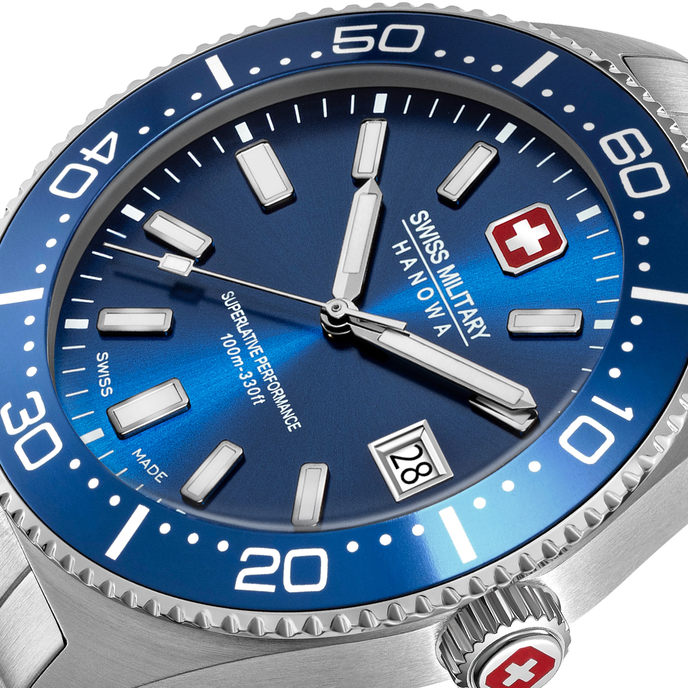 Swiss Military Hanowa Quarzuhr »Nomad« Armbanduhr, Herrenuhr, Swiss Made, Edelstahlarmband, analog, Tag