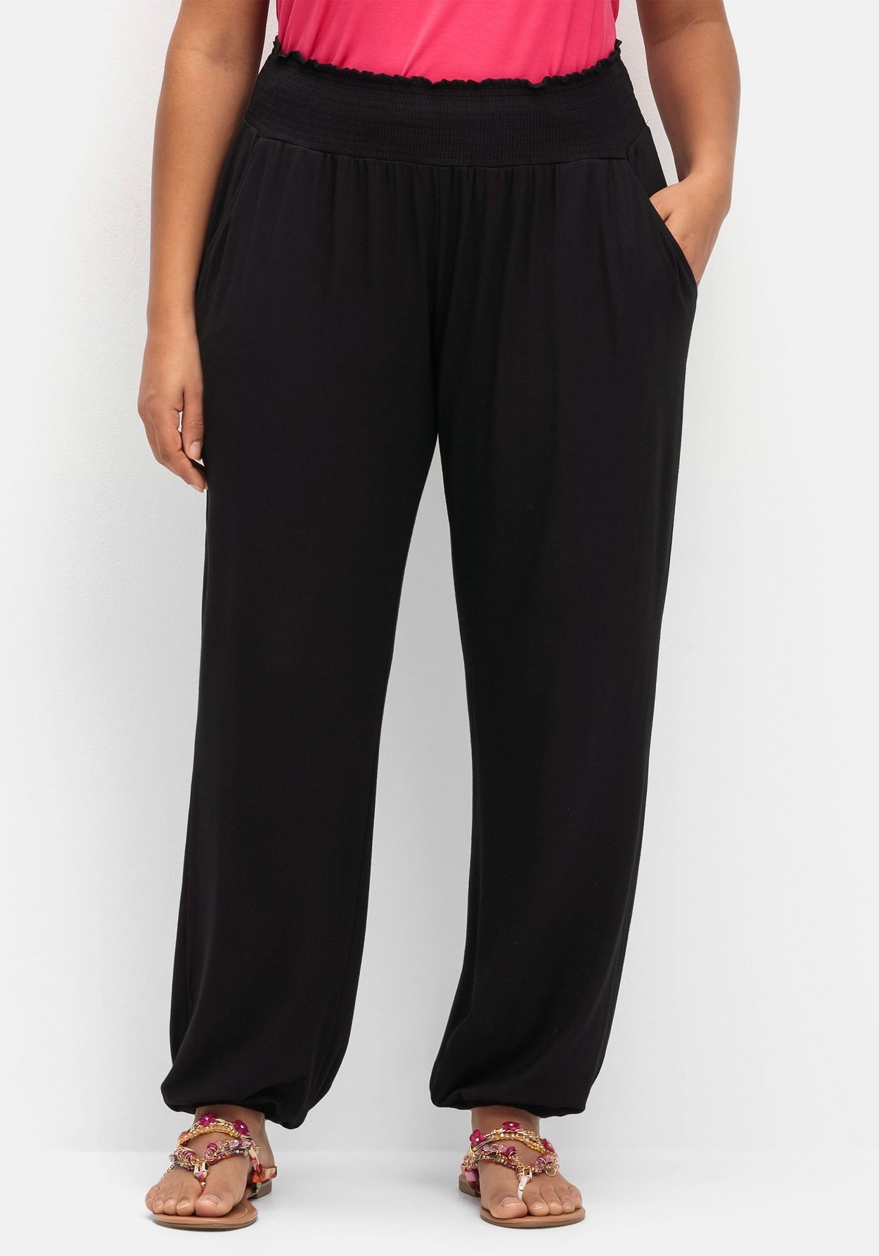 Sheego Schlupfhose »Jerseyhose mit Smokbund und Gummibündchen«