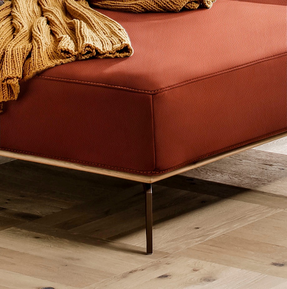 W.SCHILLIG Ecksofa »run, Designsofa mit tollem Sitzkomfort, L-Form«, mit Holzsockel, Füße in Bronze pulverbeschichtet, Breite 299 cm