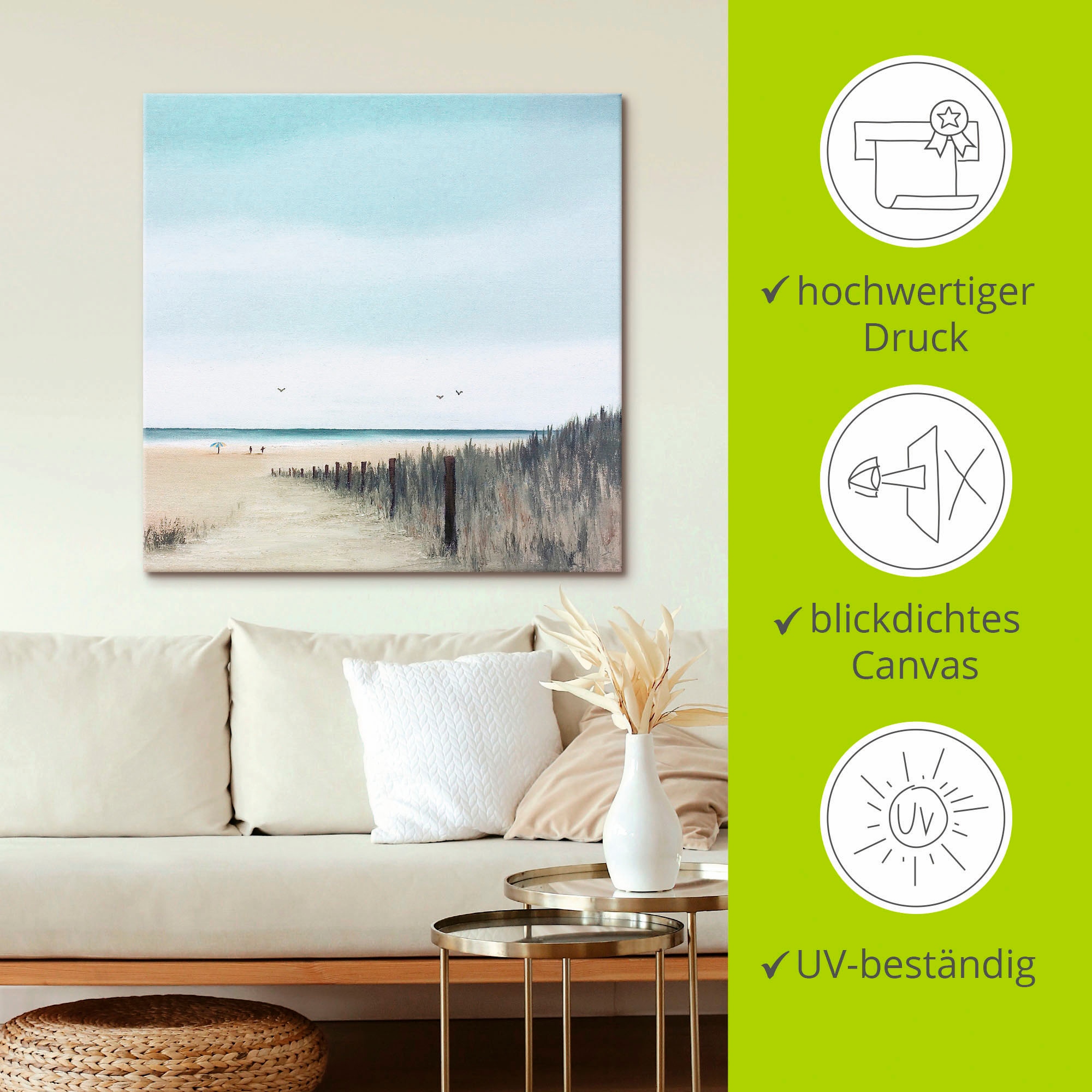 Artland Leinwandbild »Sonniger Morgen I« Strand 1 Stk. tlg. auf Holzrahmen gespannt