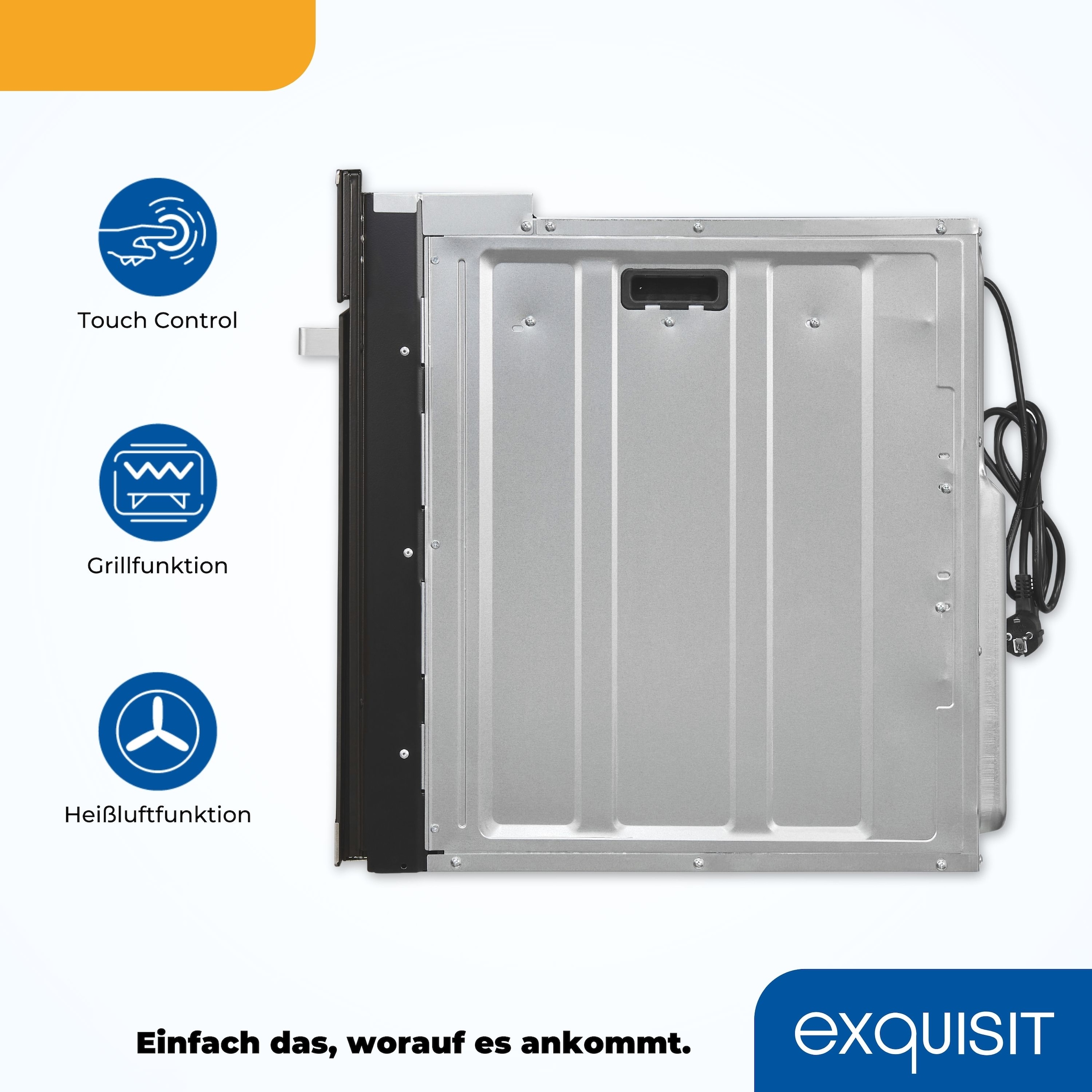 exquisit Backofen »EBE76-9-H-020 inox« mit 1-fach-Teleskopauszug Heißluft&Pizzastufe - ideal für ein Pizzabacken zuhause!Timer-Funktion