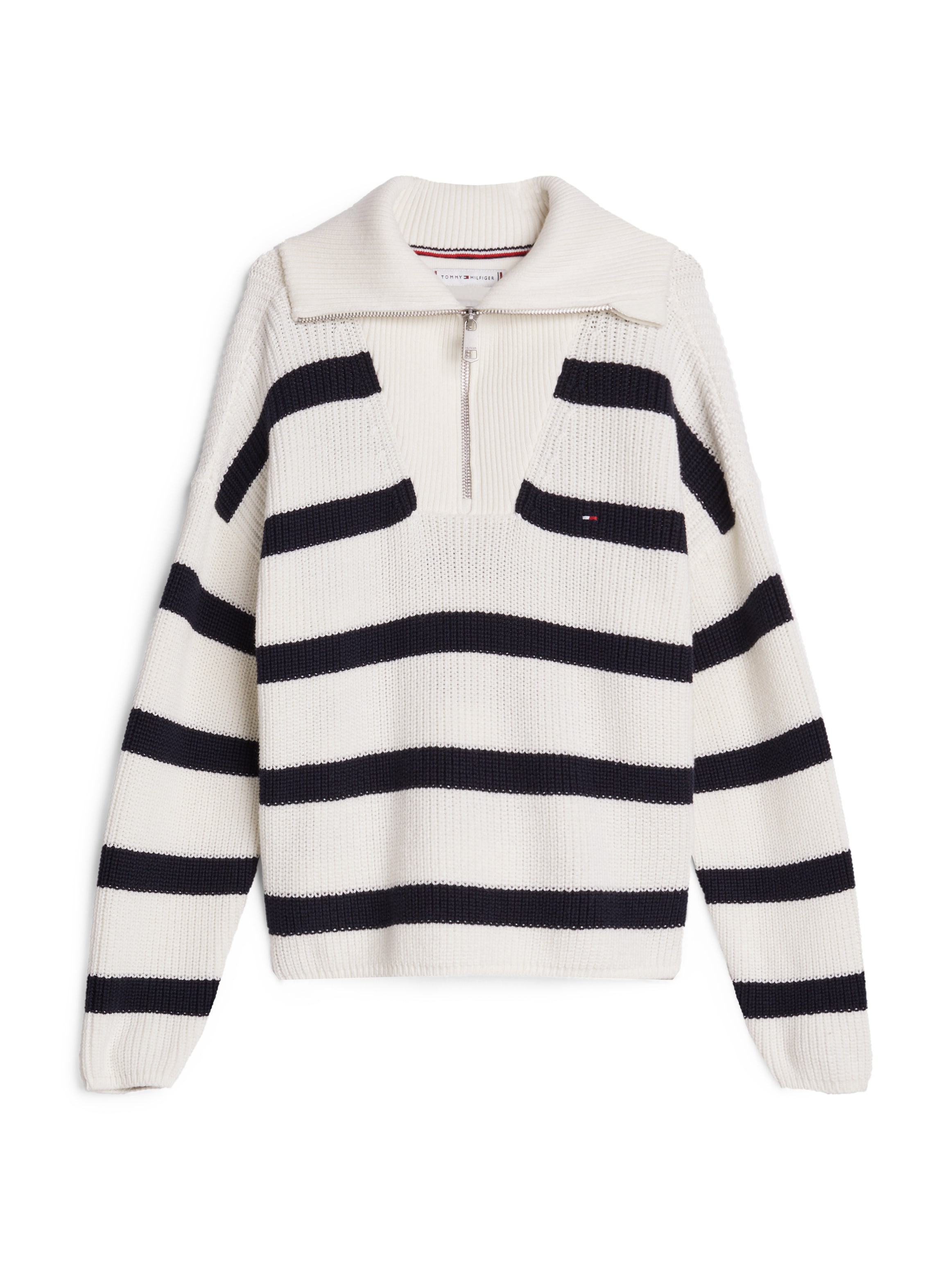 Tommy Hilfiger Troyer »STRIPE HALF ZIP SWEATER«, Kinder bis 16 Jahre mit Logoprägung