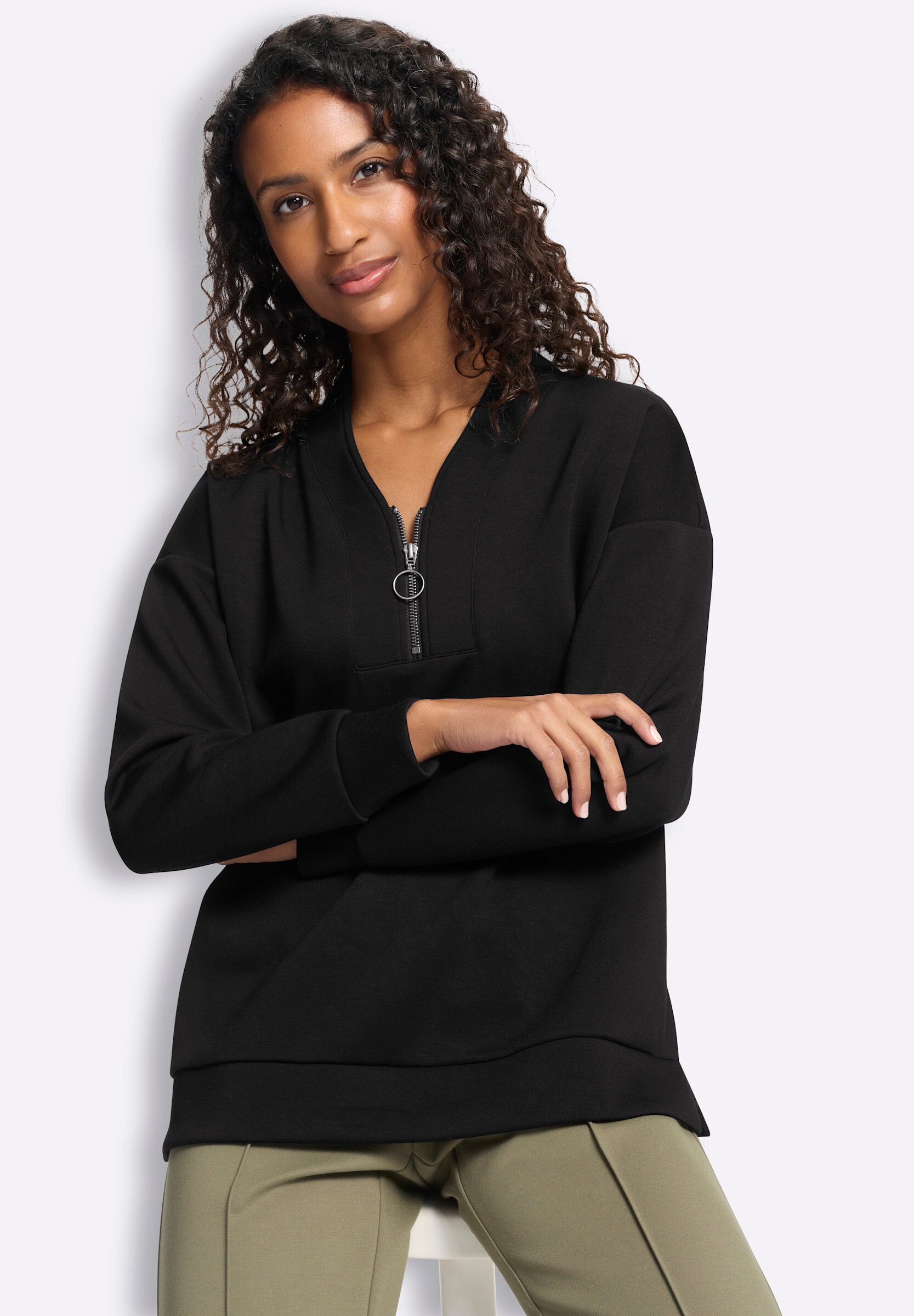 heine Sweatshirt »Sweatshirt Stehkragenshirt mit Seitenschlitzen«
