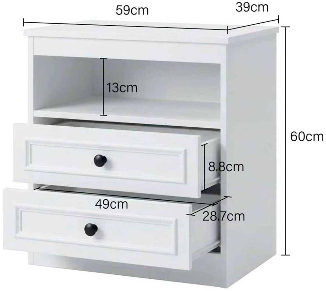 OTTO home Nachttisch »Arrian, 2er-Set, Landhausstil, 2 Schubladen & Ablagefach, weiß« Set, 2 Stk. tlg.