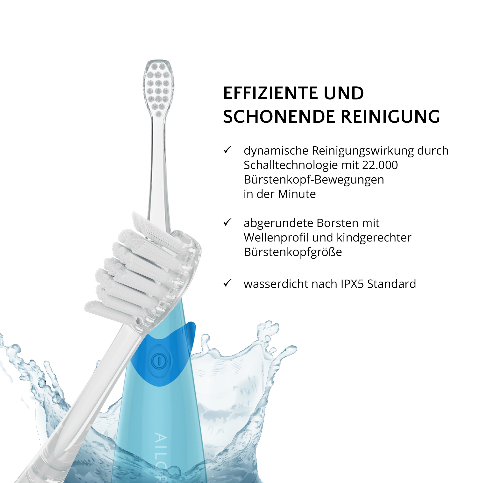 AILORIA Elektrische Kinderzahnbürste »Kinder-Schallzahnbürste BUBBLE BRUSH«