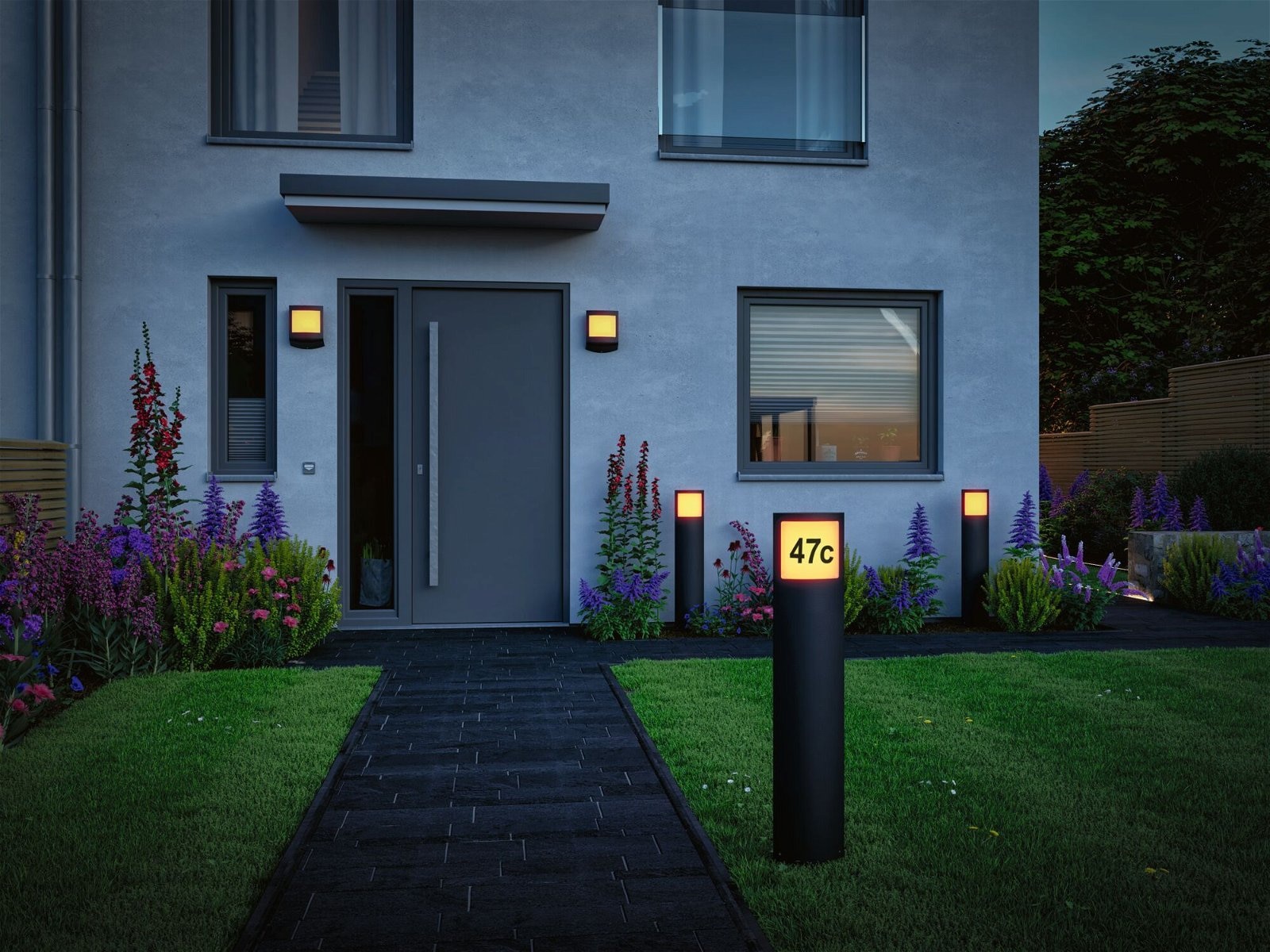 Paulmann LED Außen-Wandleuchte »Padea IP44 198x71mm RGBW+ 8,2W 550lm 230V Anthrazit Kunststoff«, 1 flammig, Smart Home Zigbee 3.0 Dämmerungssensor