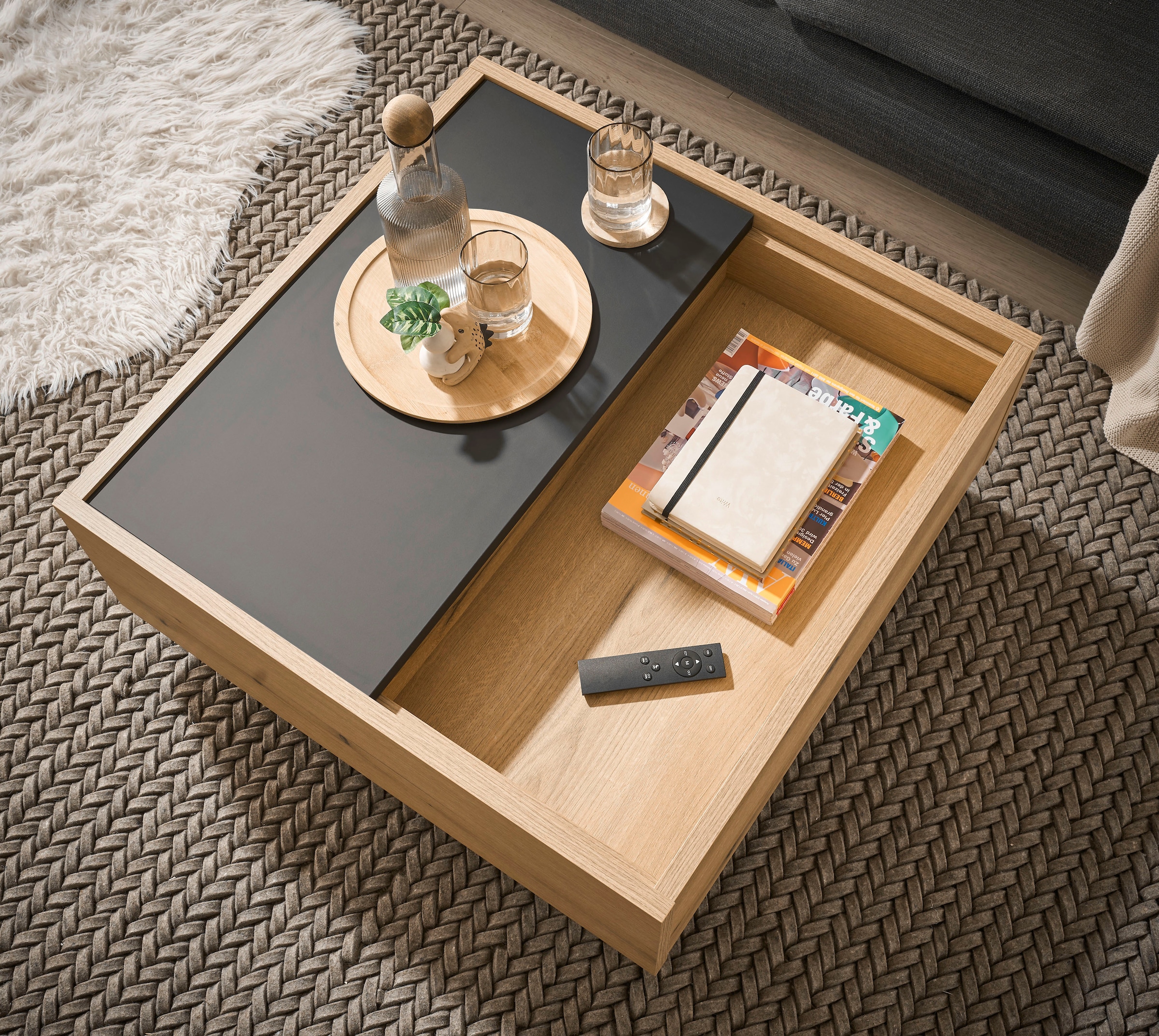 Home affaire Couchtisch »Soleto, Beistelltisch, Wohnzimmertisch, Sofatisch, Tisch« vielseitig einsetzbar, ausreichend Stauraum, variable Tischplatte