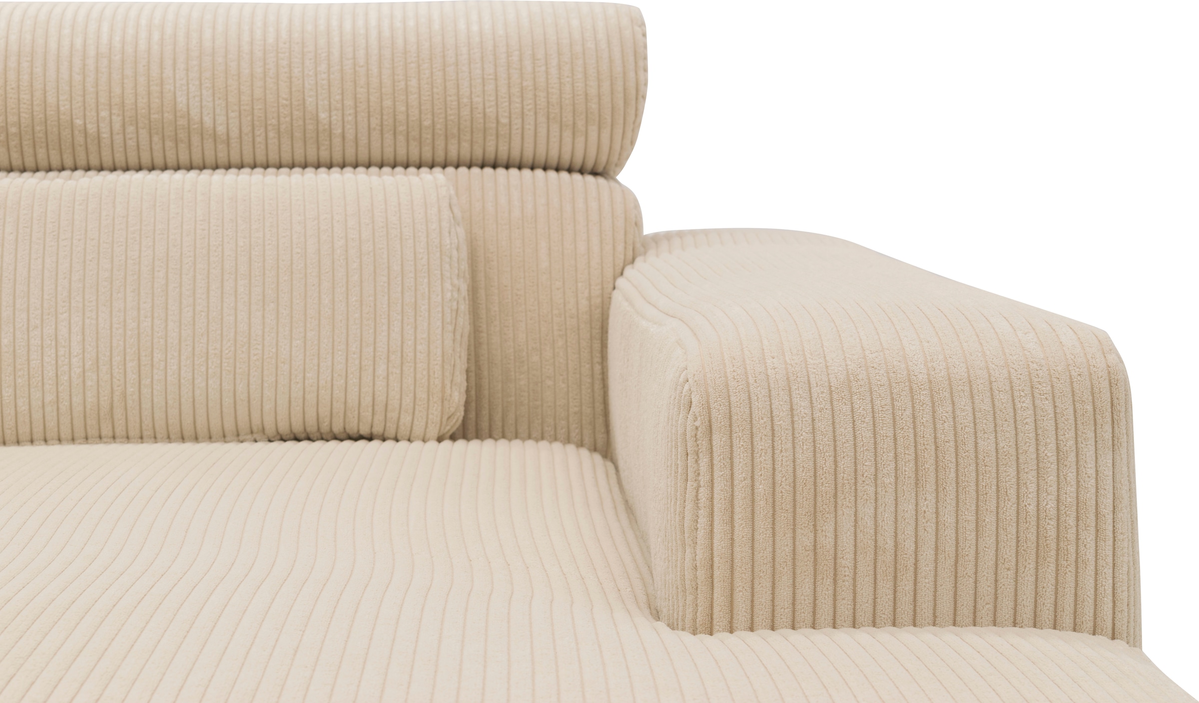 DOMO collection Ecksofa »Brandon B/T: 289/177 cm, belastbar bis 140kg/ Sitz, L-Form«, ohne Sitztiefenverstellung, Cord, creme