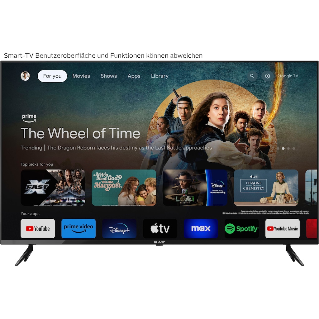 Sharp LED-Fernseher »SHARP 50GL4260E Google TV 126 cm (50 Zoll) 4K Ultra HD Google TV«, 126 cm/50 Zoll, 4K Ultra HD, Google TV-Smart-TV