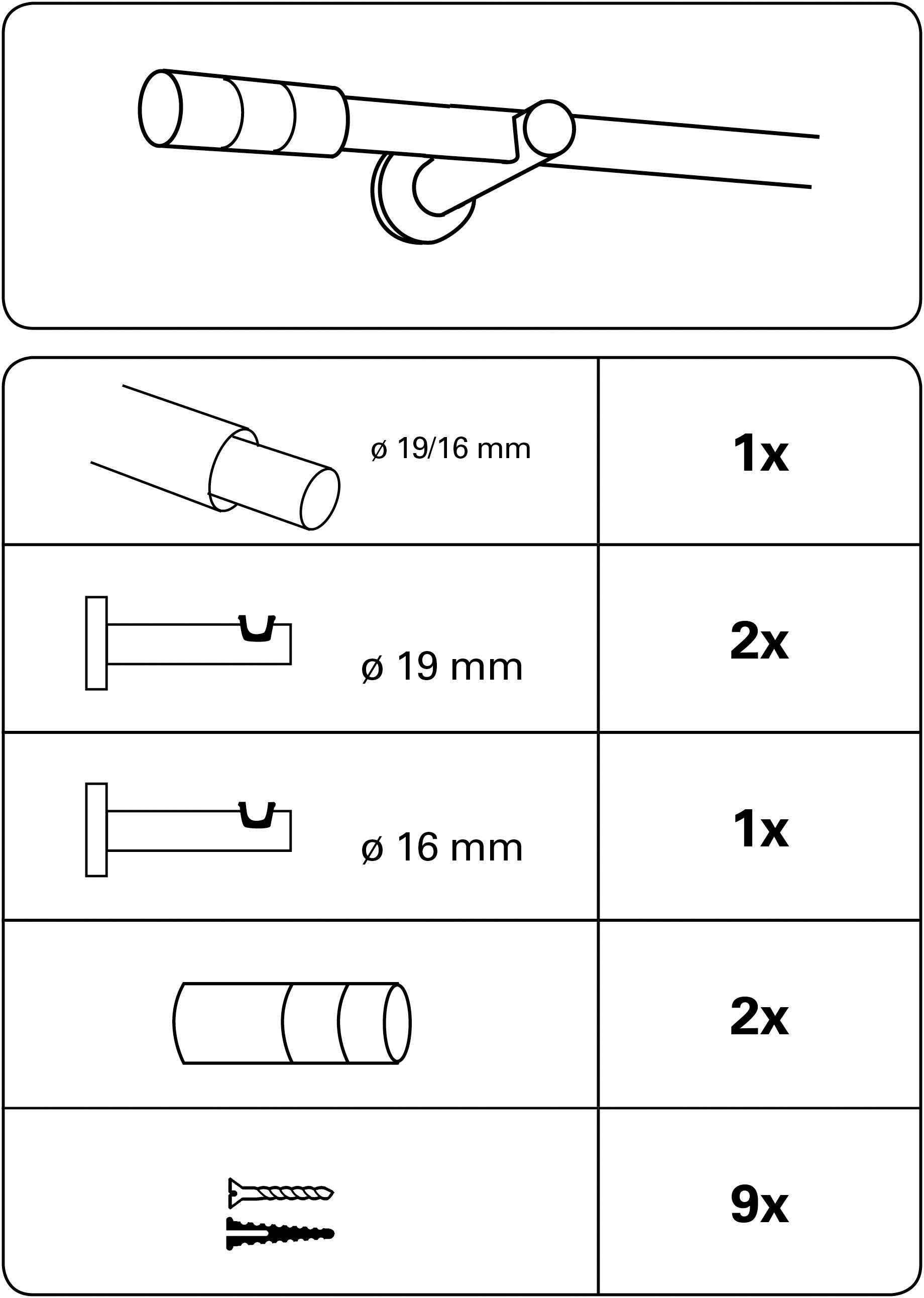 GARDINIA Gardinenstange »Set Ø 16/19 mm«, 1 läufig-läufig, ausziehbar, 1-Lauf