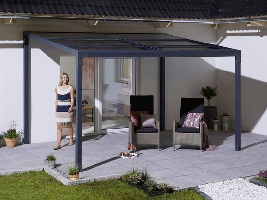 Anbaupavillon »Anguilla«, Schiebedach, in 292 cm und 392 cm Breite, Höhe: 208 bis 262...