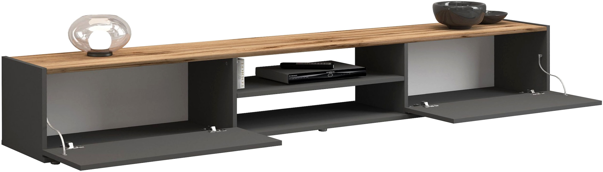 INOSIGN Lowboard »Garda,Lowboard,TV-Kommode,TV-Möbel,TV-Bank«, stehend und hängend mit 2 Klappen, 1 Einlegeboden, Breite 210 cm