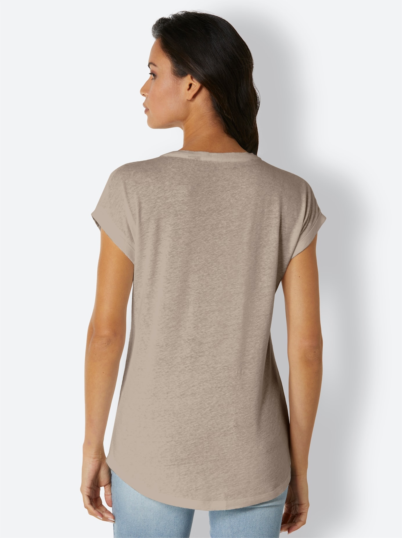 CREATION L PREMIUM V-Shirt »Leinen-Viskose-Shirt«, (1 tlg.)
