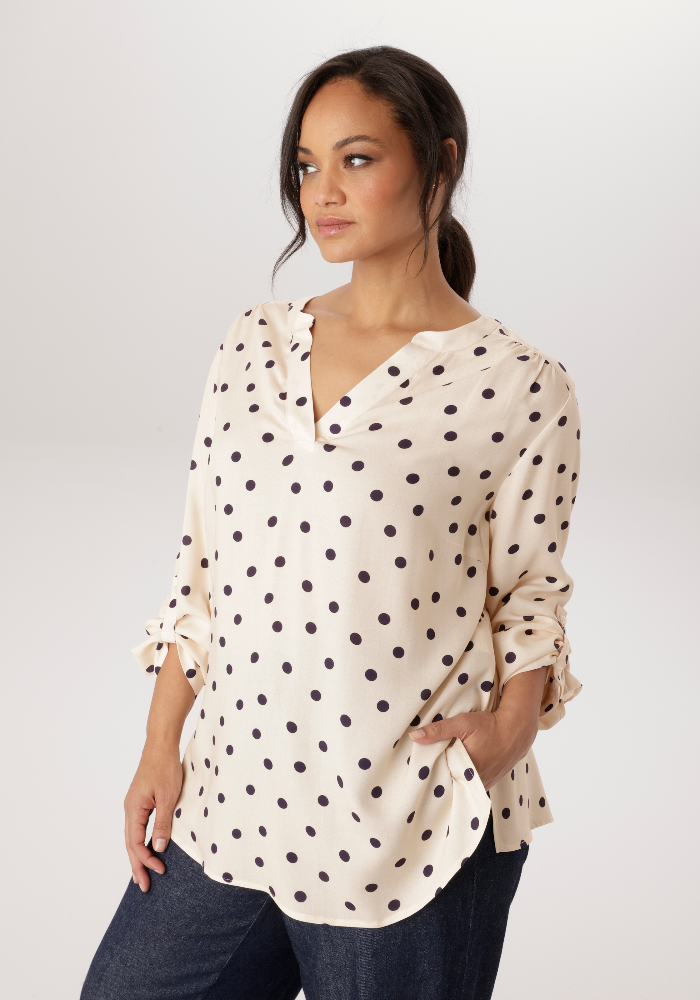Aniston PLUS Schlupfbluse in trendigem Pünktchendessin - NEUE KOLLEKTION