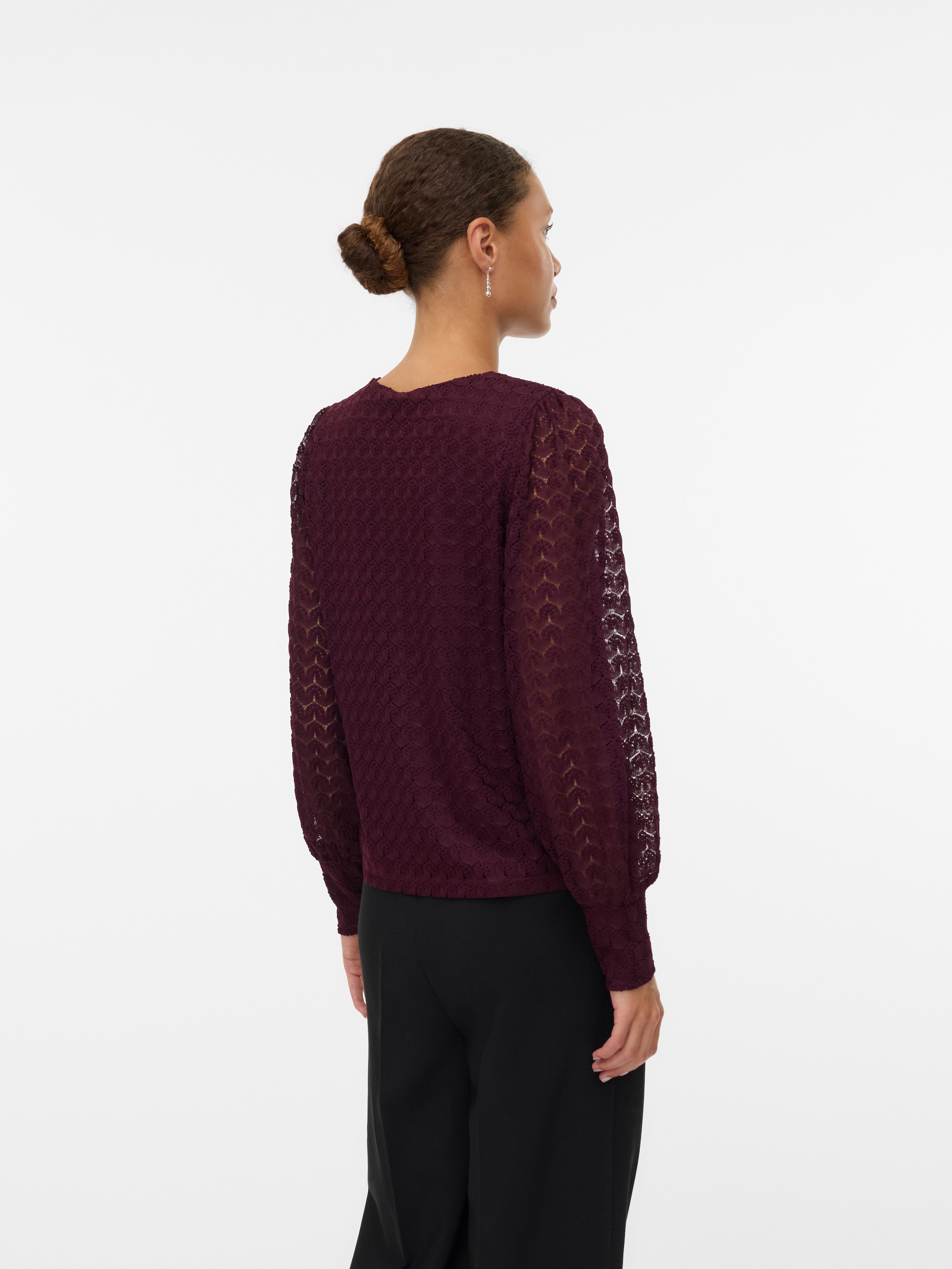 Vero Moda Langarmshirt »VMBECCA LS V-NECK LACE TOP JRS NOOS«