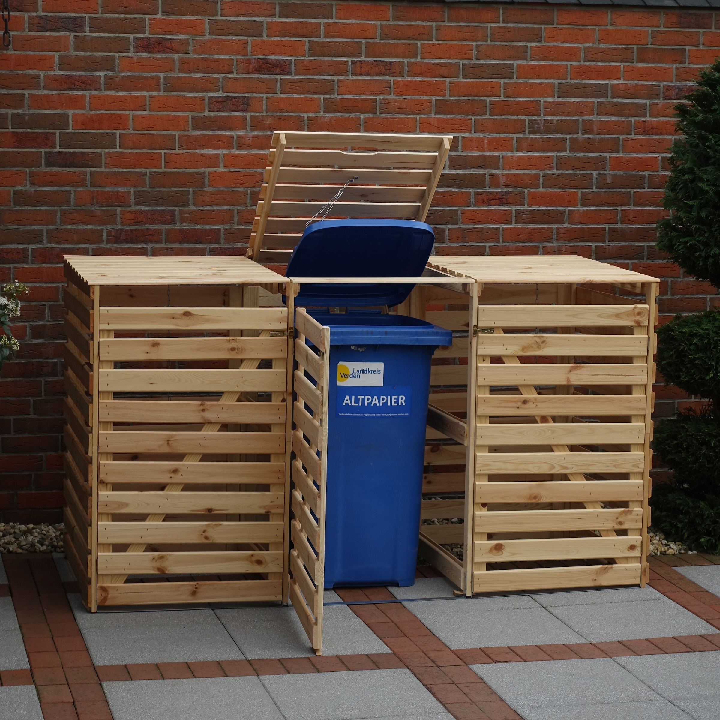promadino Mülltonnenbox »Vario III« für 3 Tonnen, robust aus zertifiziertem Kiefernholz