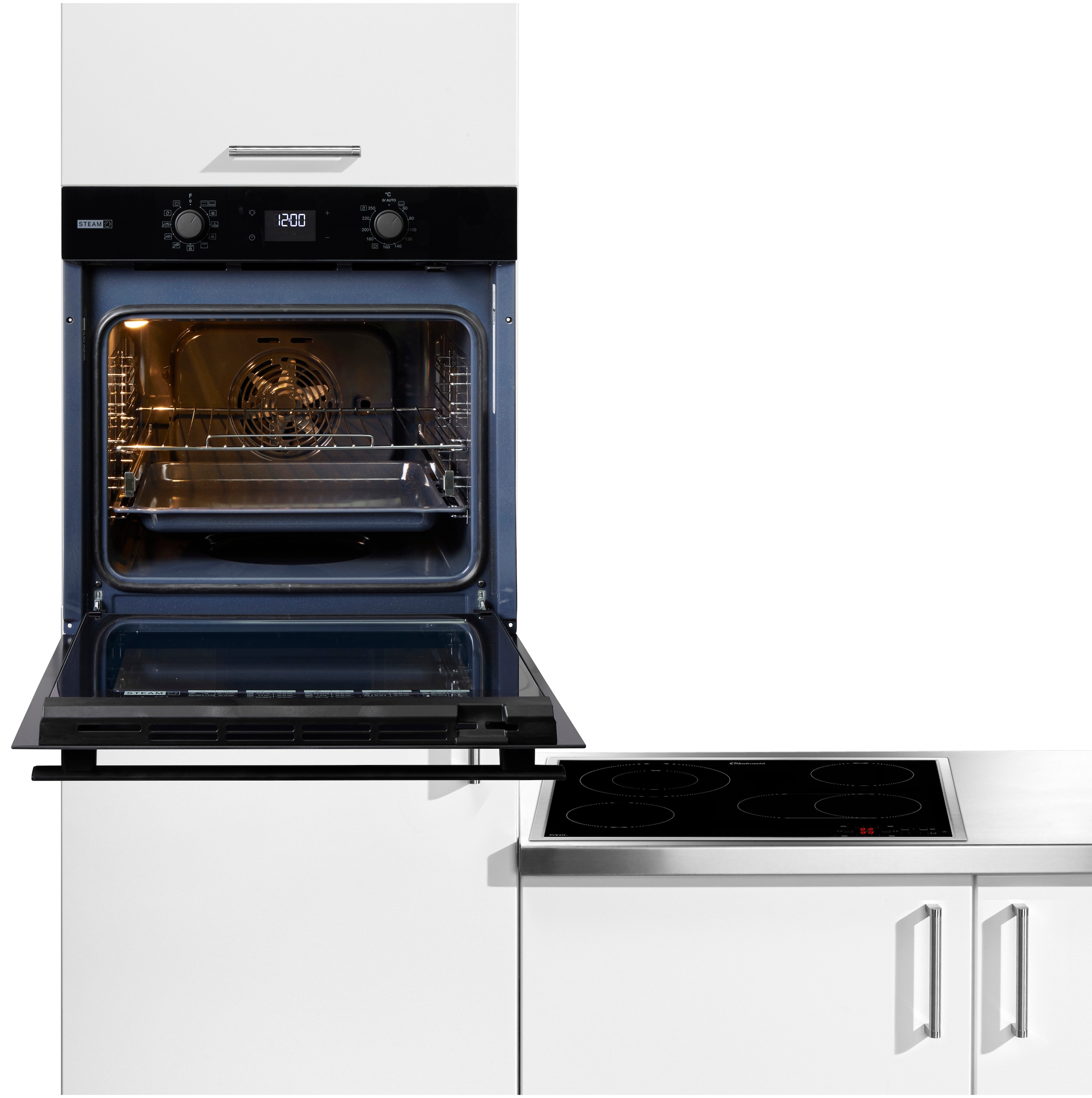 BAUKNECHT Backofen-Set »BAKO 760 Steam BL« mit 1-fach-Teleskopauszug Set, 2 Stk. tlg. GentleSteam - für ein saftiges Inneres und ein knuspriges Äußeres