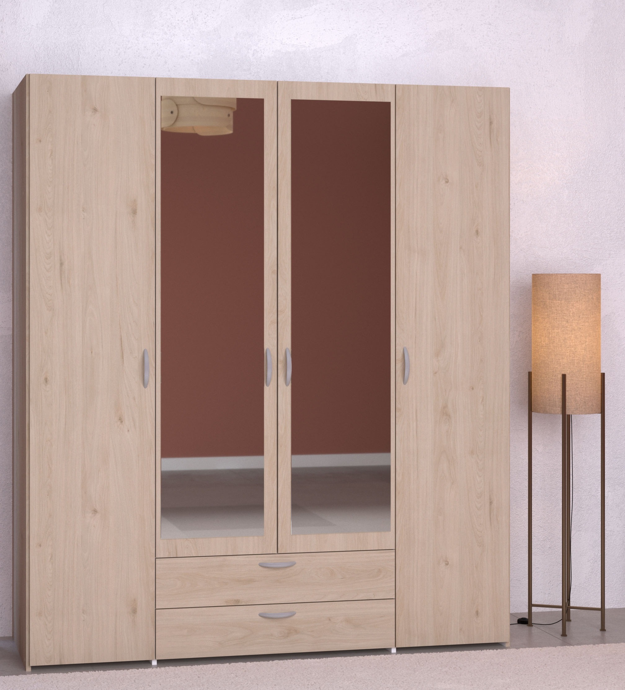 Parisot Varia armoire 4 portes 2 tiroirs chêne brun