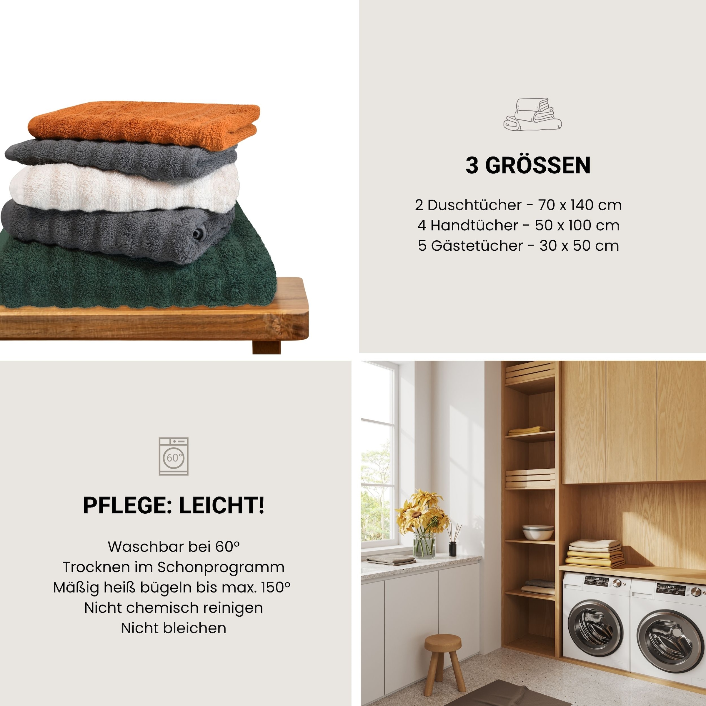 Schiesser Handtücher »Neapel aus 100% Baumwolle mit eleganter Hoch-Tief-Optik« OEKO-TEX® MADE IN GREEN
