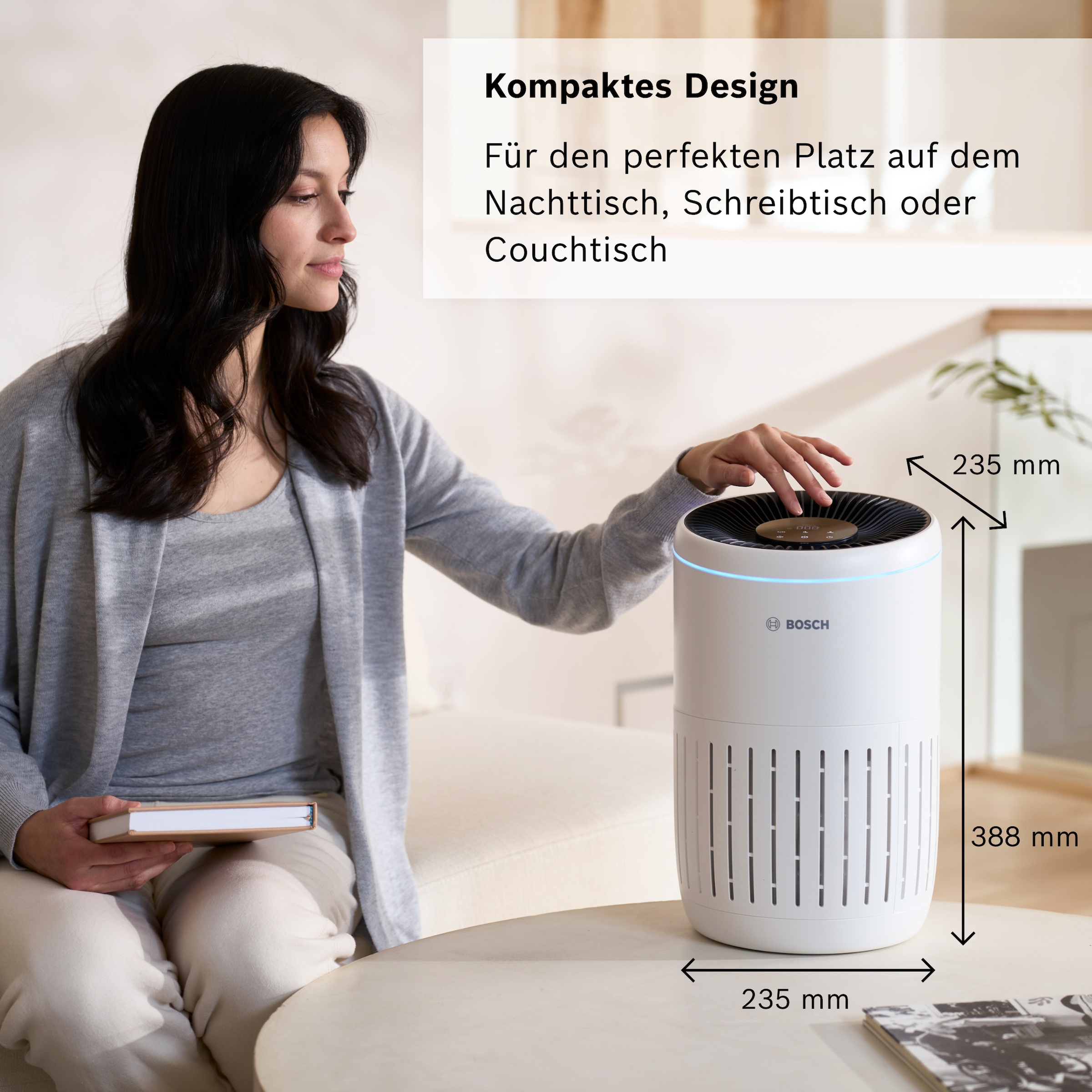 BOSCH Luftreiniger »Air 2000, filtert über 99% der Schadstoffe« für 37 qm Räume mit 3-in-1 Luftfilter, Automatik- und Ruhemodus )