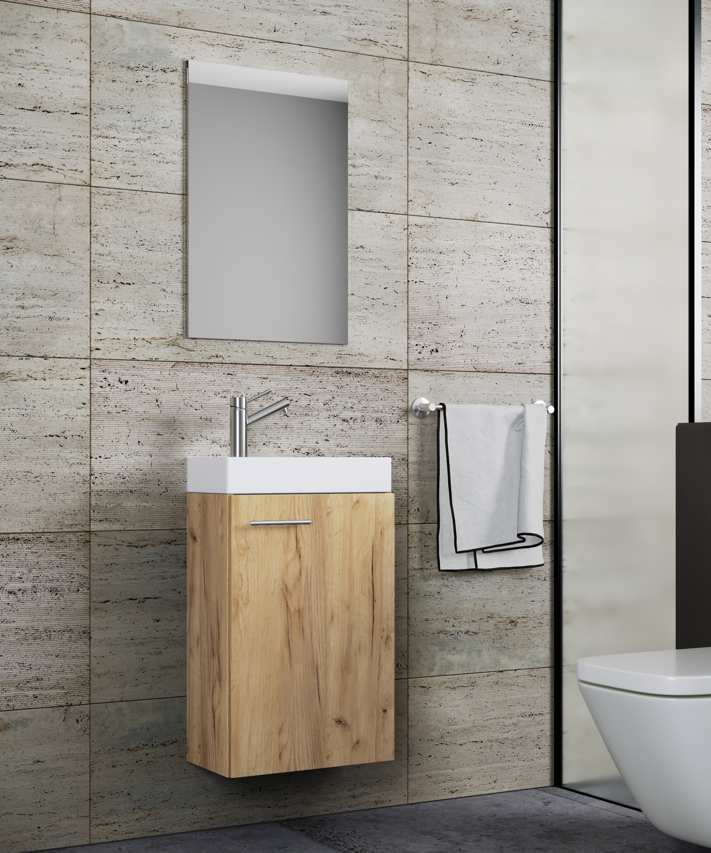 VCM Waschtisch »3-tlg Gäste WC Waschplatz Waschtisch Slito Spiegel« 3 Stk. tlg.