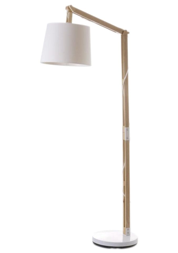 Brilliant Stehlampe »Carlyn«, 1 flammig-flammig, 163 cm Höhe, E27 max. 60 W, mit weißem Stoffschirm, Holz/Metall/Textil