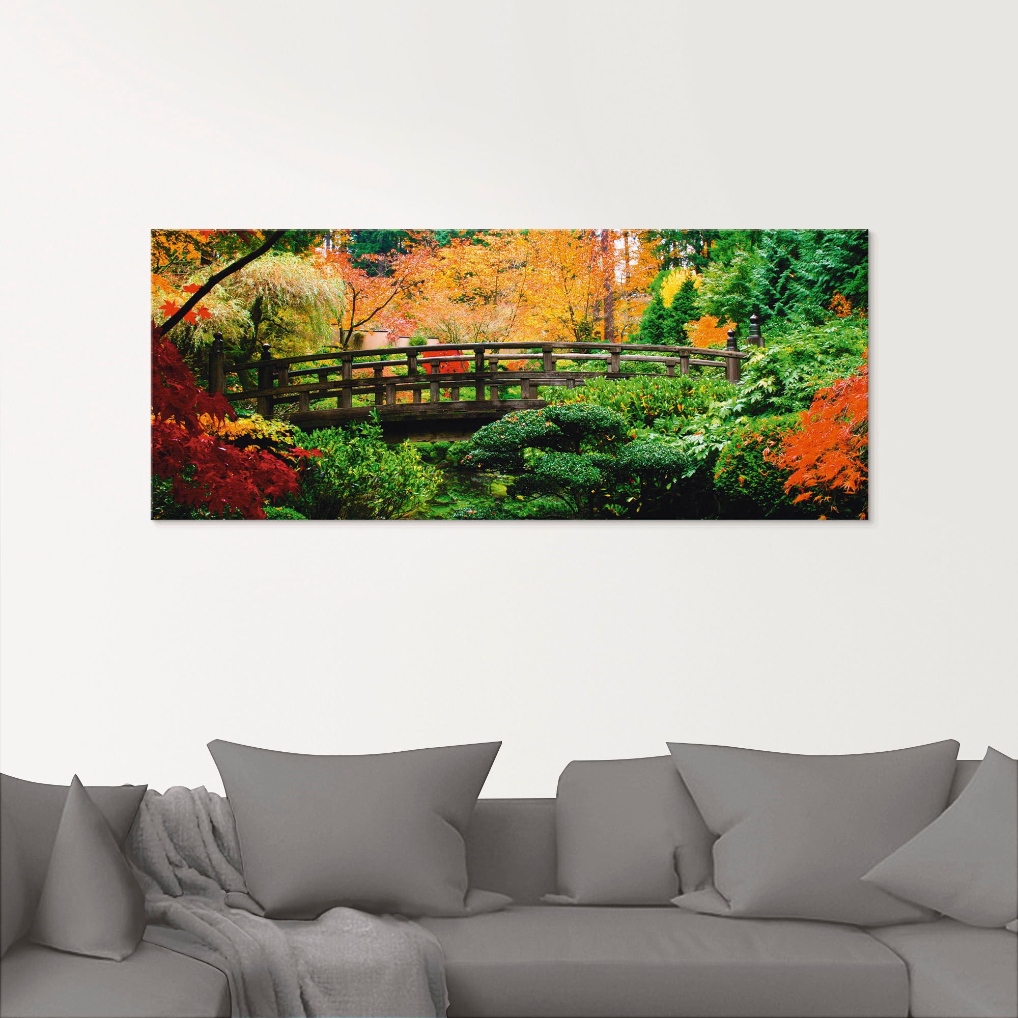 Artland Glasbild »Eine Brücke im japanischen Garten«, Brücken, (1 St.), in verschiedenen Größen