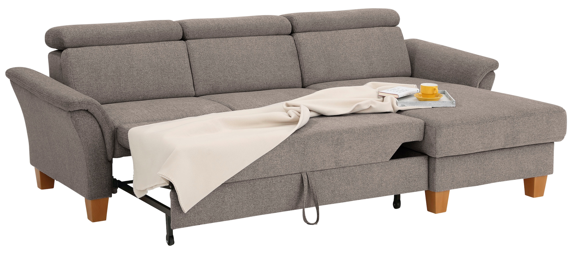 Home affaire Ecksofa »Conville L-Form«, Federkern, wahlweise mit Bettfunktion und Bettkasten bzw. Stauraum