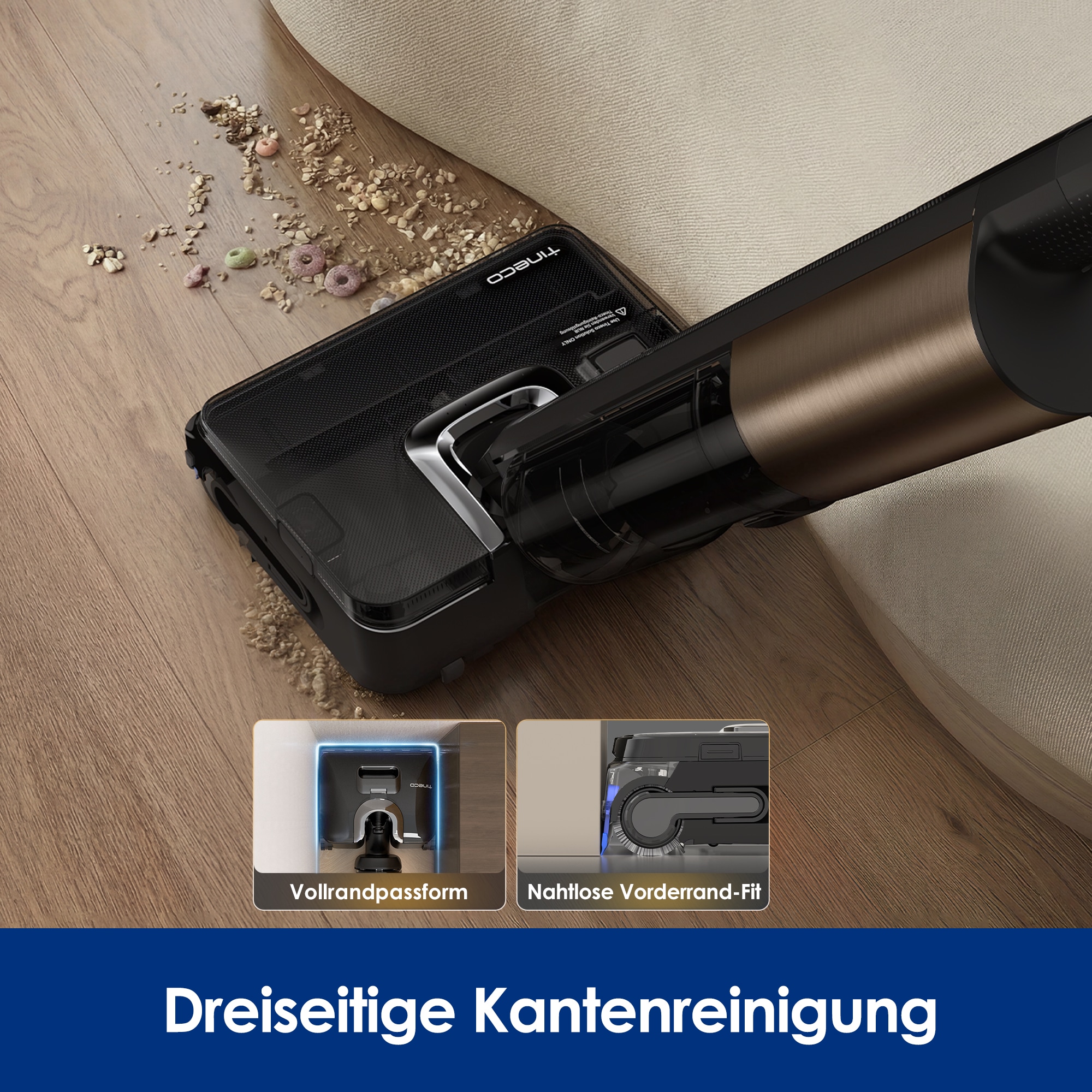 Tineco Nass-Trocken-Sauger »FLOOR ONE S7 Fold Elite, schlankes Design, 22.000pa, 70 Min Laufzeit« Auto-Anpassung der Saugleistung, 85° C Heißluft Trocknung, Knickgelenk