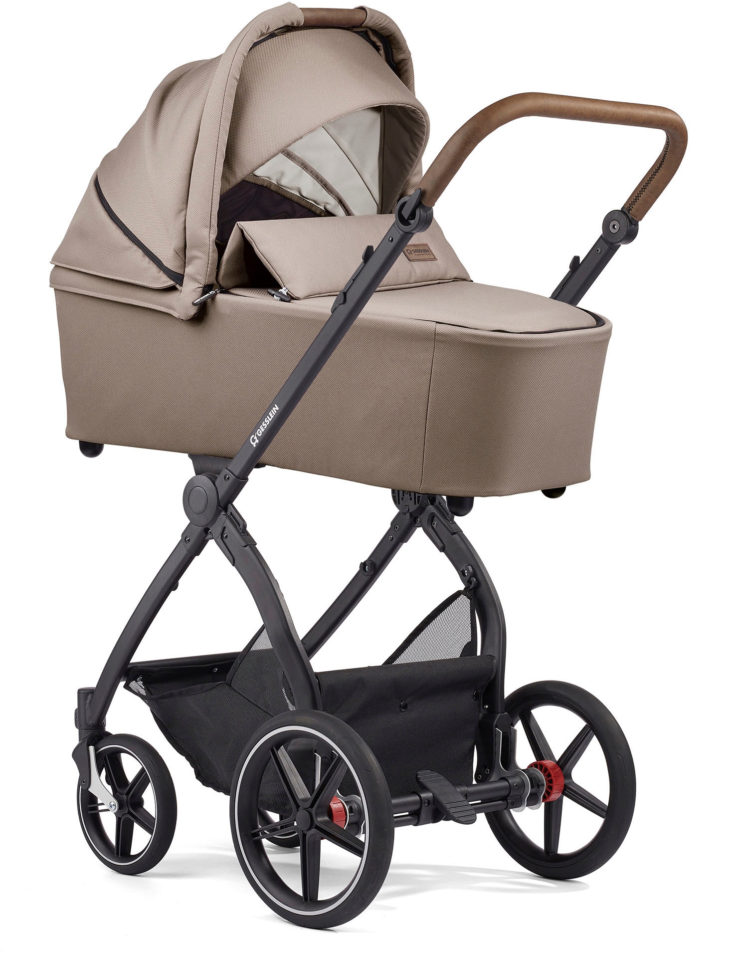 Gesslein Kombi-Kinderwagen »FX4 Soft+ mit Aufsatz Swing schwarz, sand«, mit Babywanne C3 und Babyschalenadapter