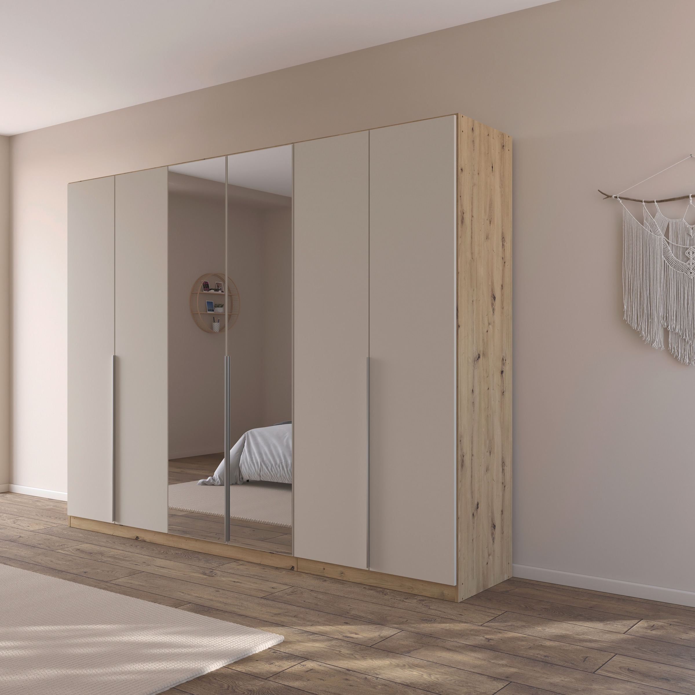 rauch Drehtürenschrank »Kleiderschrank Schrank Garderobe AGORDO mit Dekor- oder Hochglanzfront«, (in zwei Griff-Farben), durchdachte Innenausstattung, in 6 Breiten und 2 Höhen MADE IN GERMANY