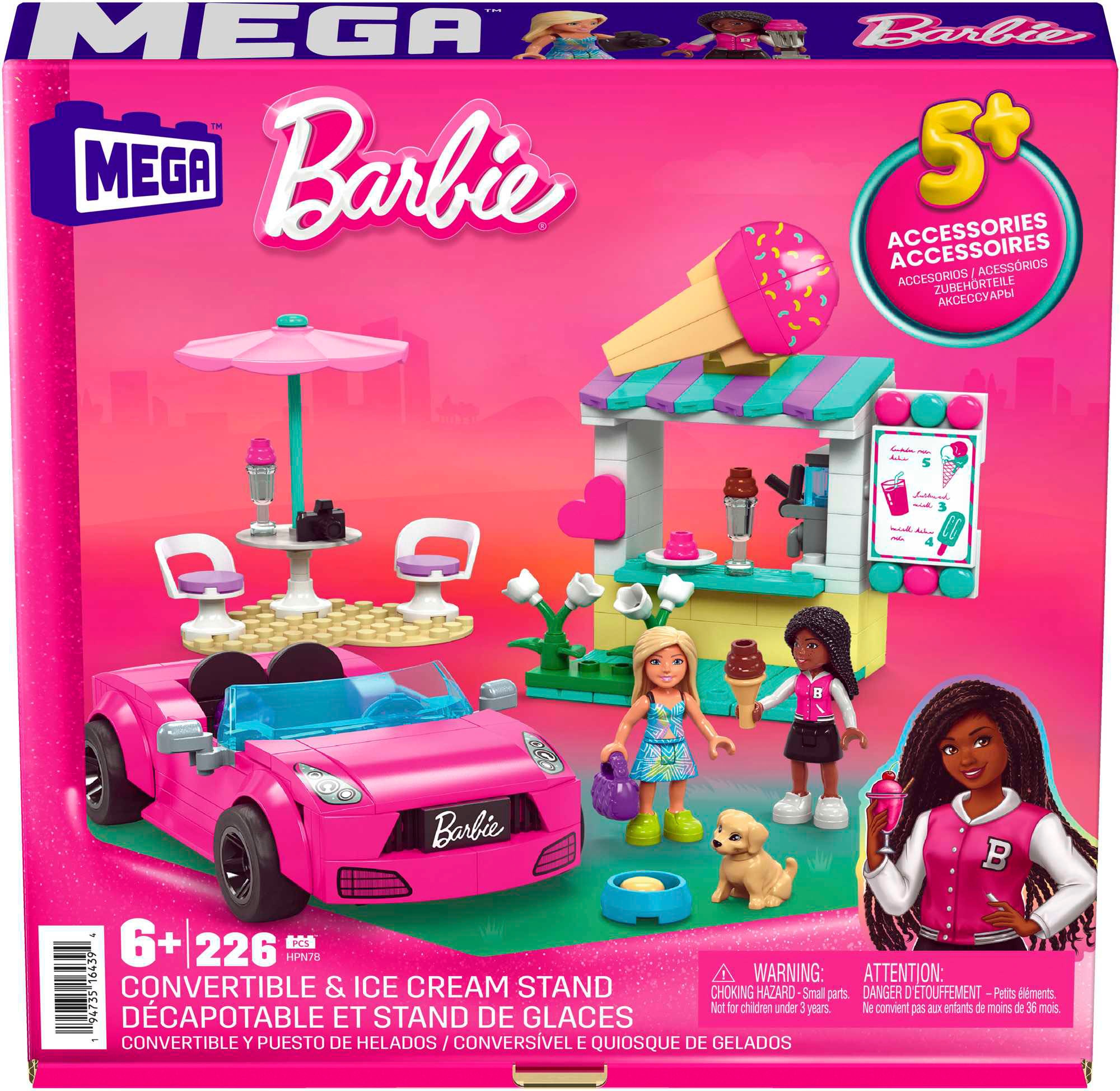 Barbie Puppen Fahrzeug »MEGA Cabrio & Eisstand«, (Set, 225 tlg.)