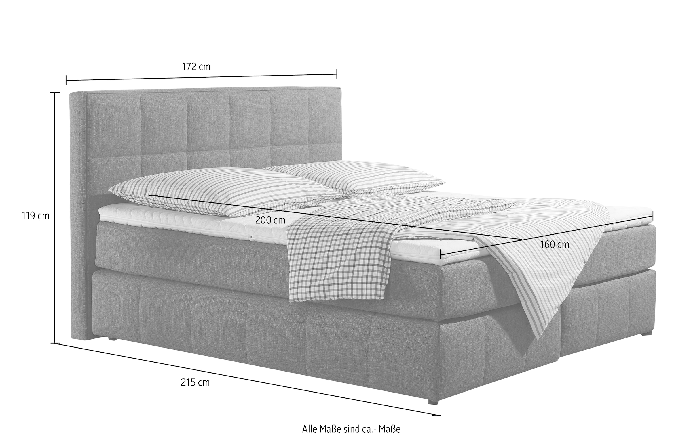 INOSIGN Boxspringbett »Casano«, mit feiner Steppung, in 3 Matratzenarten, 2 Härtegraden und 5 Farben