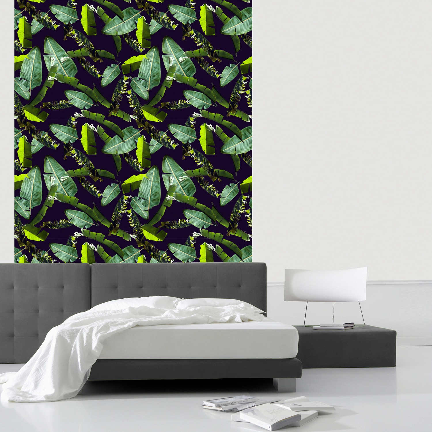 queence Vinyltapete »Tropische Blätter-Grün«, bedruckt-Motiv-botanisch-floral-gemustert-natürlich, 90x250cm, selbstklebend, kinderleichte Anbringung, Sticker