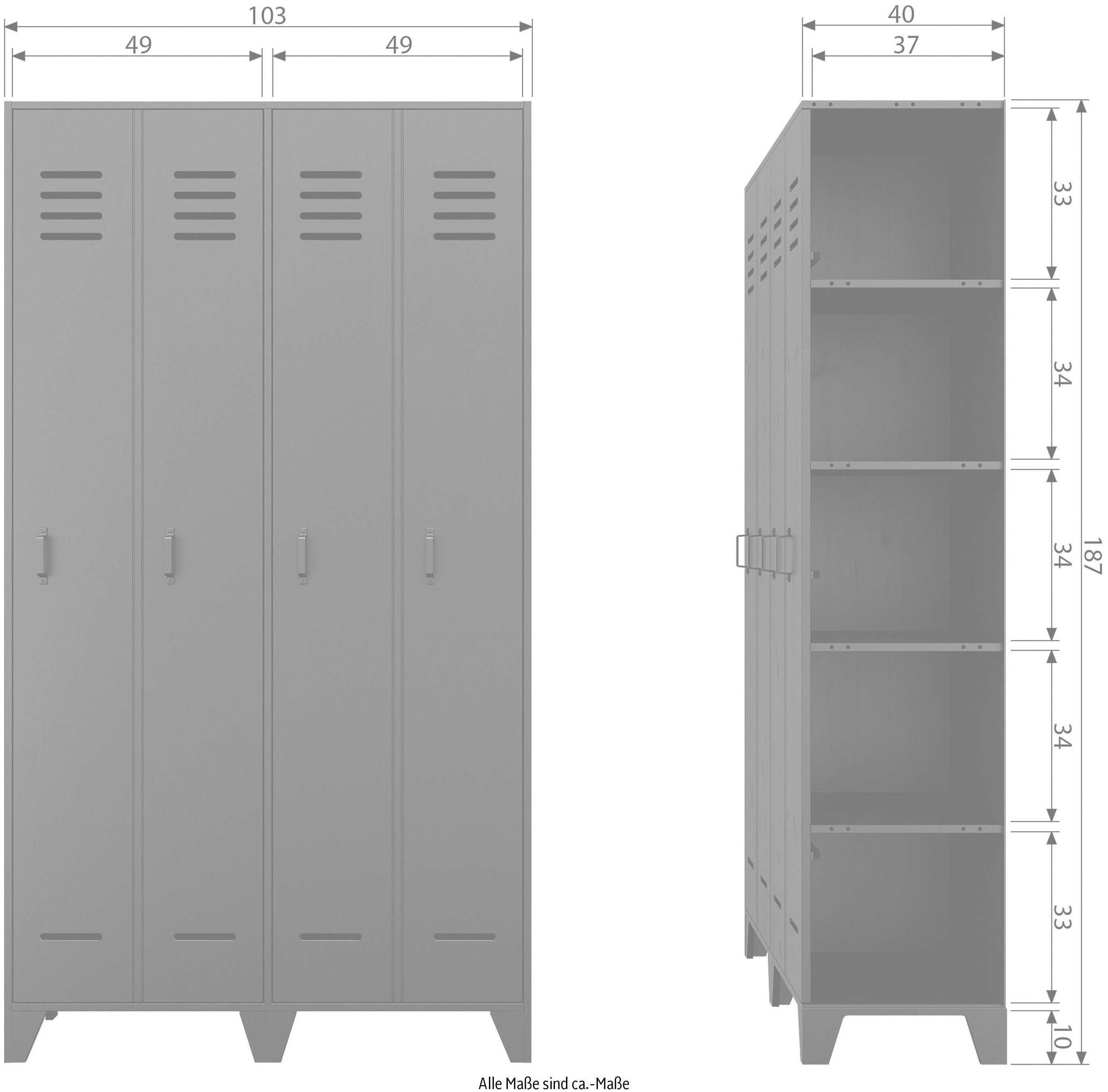 WOOOD Garderobenschrank »Stijn«, H 187 cm x B 103 cm x T 40 cm